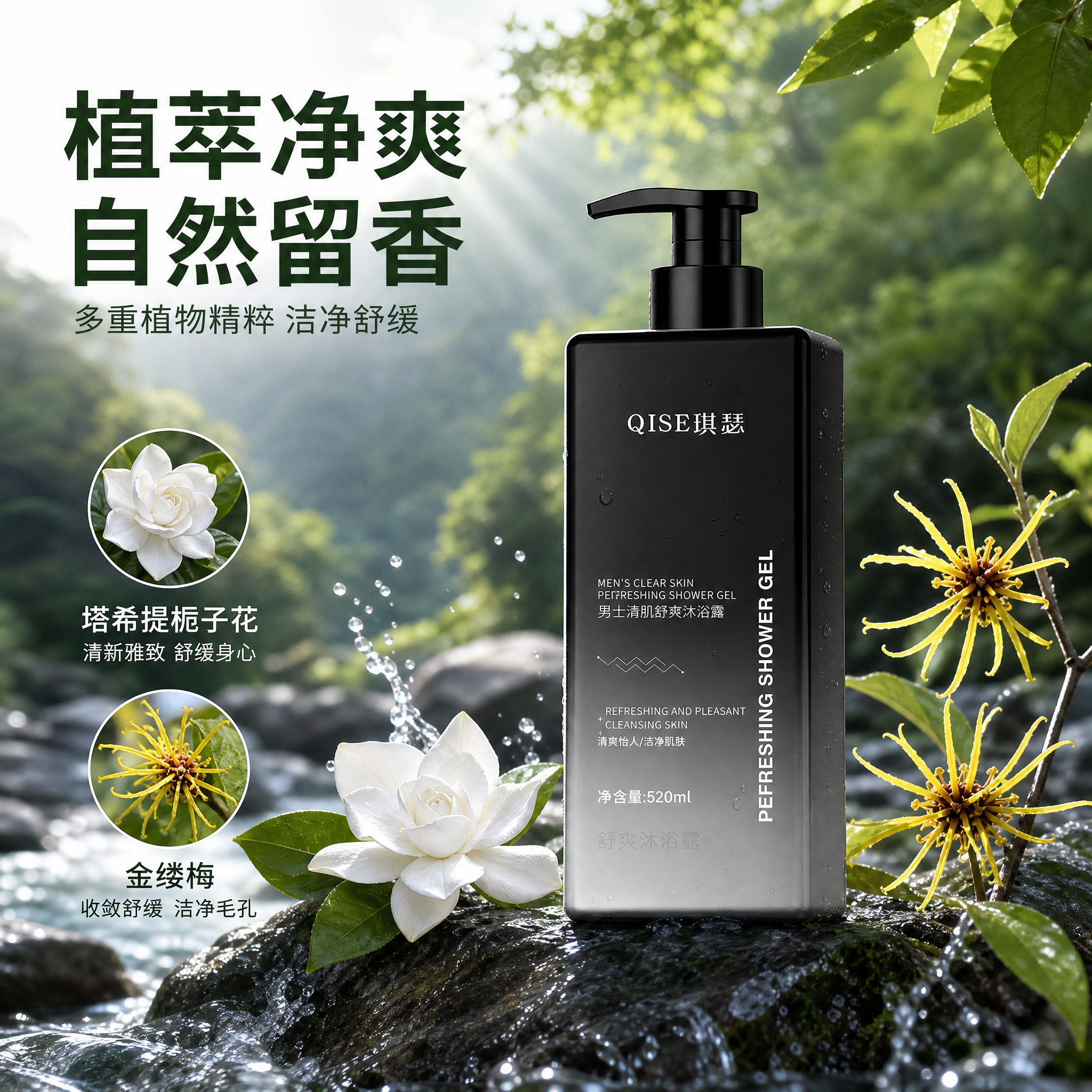 [主图-4] 植萃净爽 天然植物成分场景化展示。 [统一基调]… - 图片创意预览