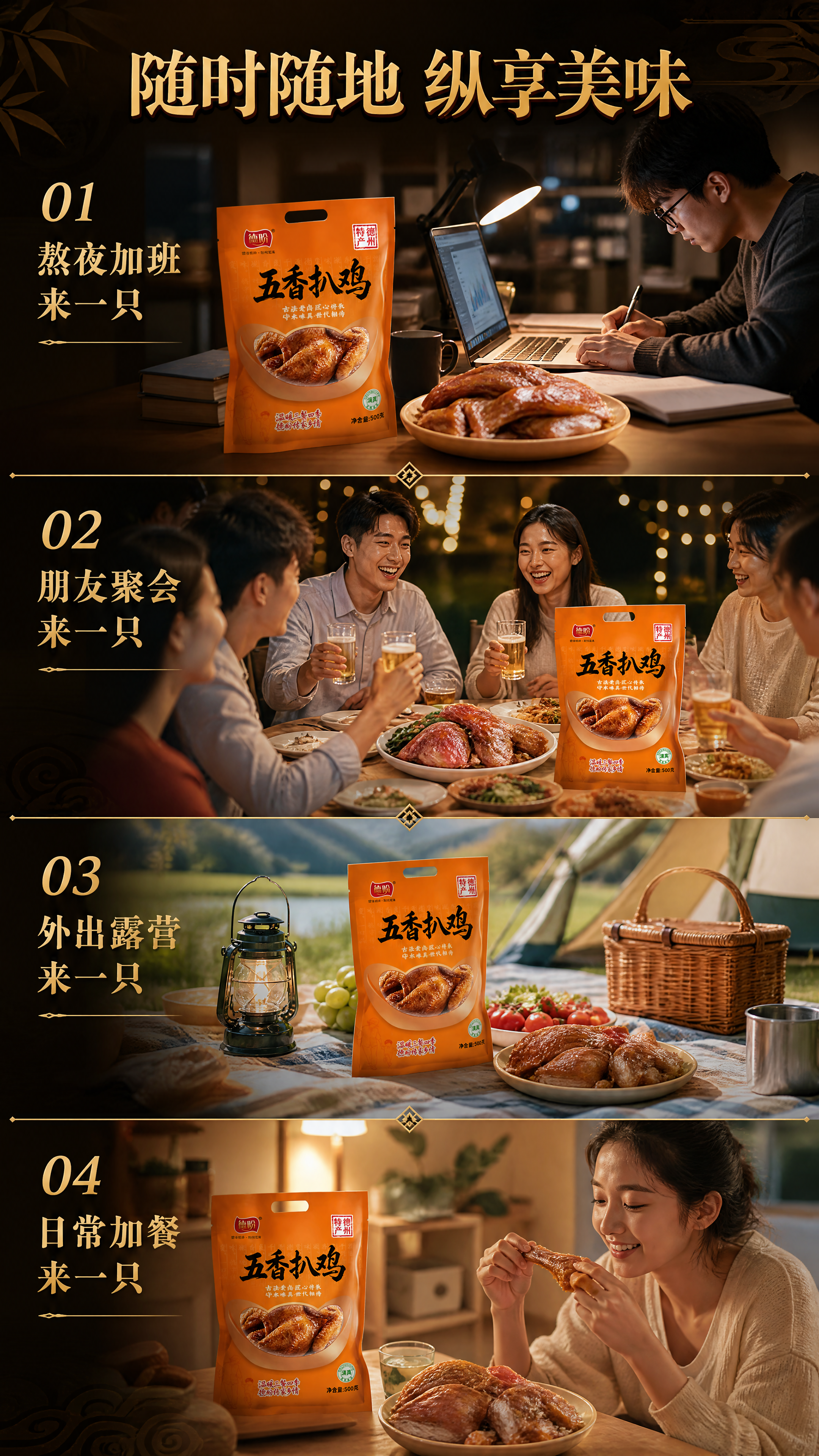 [商品] 使用【图1】德盼五香扒鸡橙色包装袋；保留包装袋外观、… - 图片创意预览