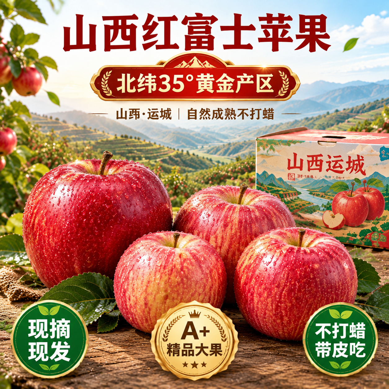 京东电商主图，800×800像素，1:1比例，产地标签风。背景… - 图片创意预览