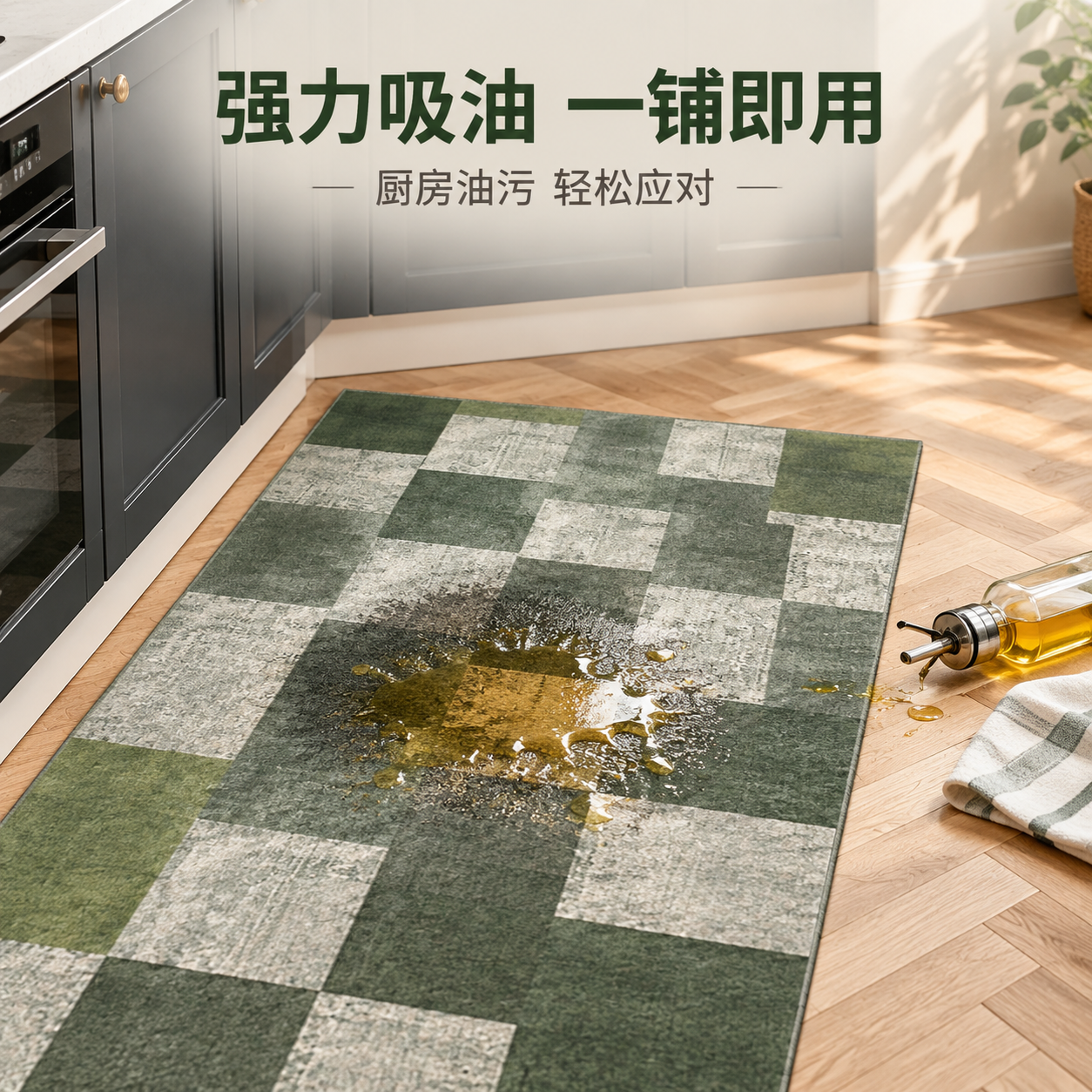 [主图-3] 吸油功能演示图，通过真实场景展示地垫的强力吸油吸… - 图片创意预览