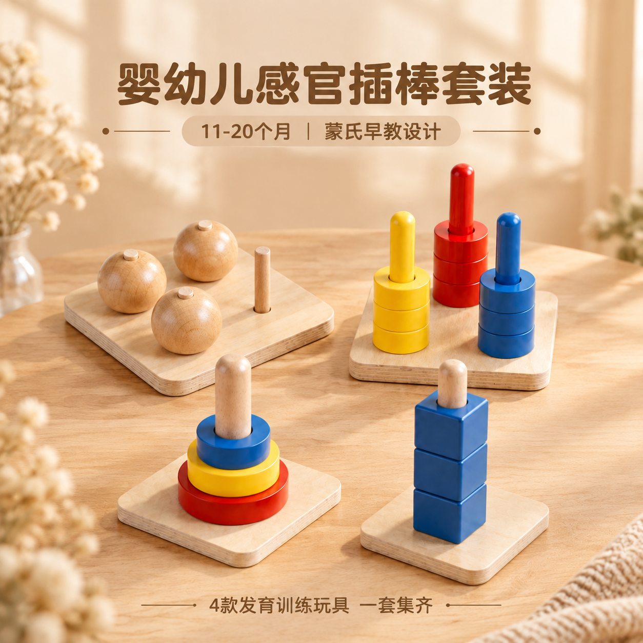 [商品] 使用【图1】婴幼儿心理感官插棒套装全家福；保留4款玩… - 图片创意预览