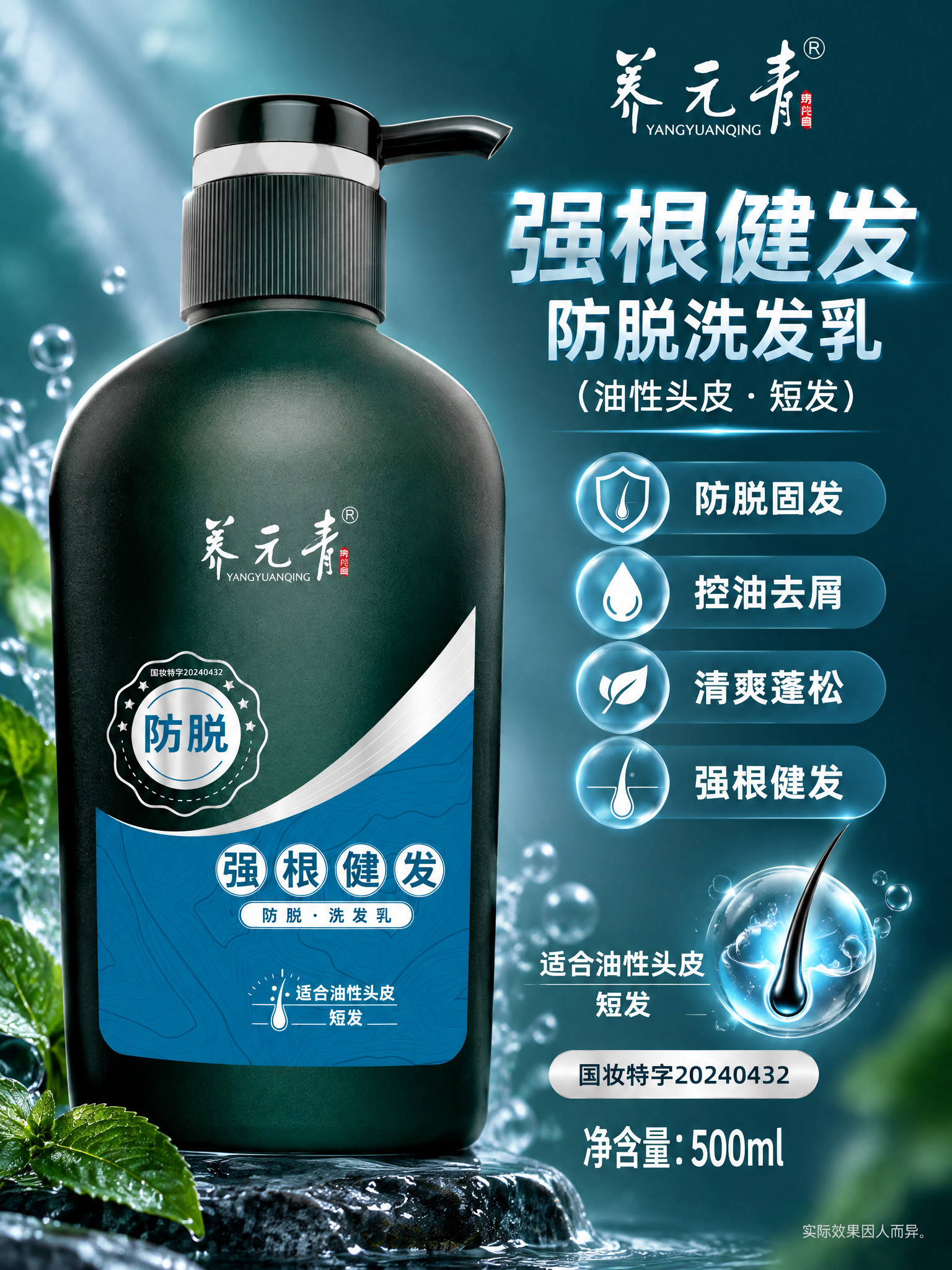电商详情页，3:4竖版，介绍第5款单品：防脱短发款（强根健发款… - 图片创意预览