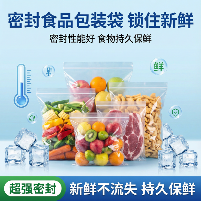 我的产品是食品包装袋，帮我做50张拼多多风格的主图预览效果