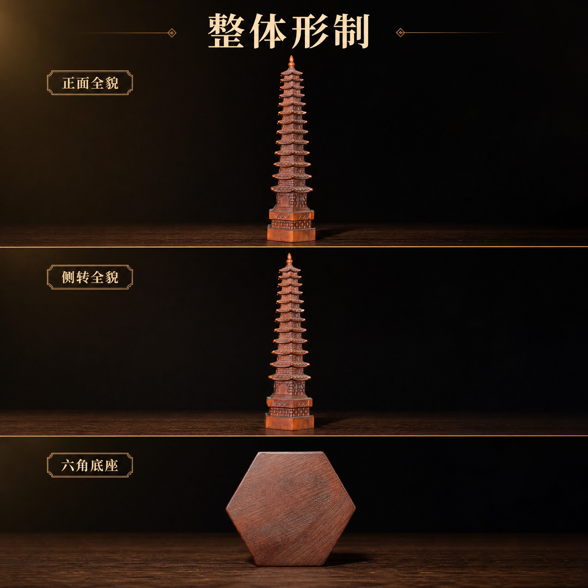 [主图-2] 整体形制图，唯一任务是讲清塔的完整形制：纵向三格… - 图片创意预览