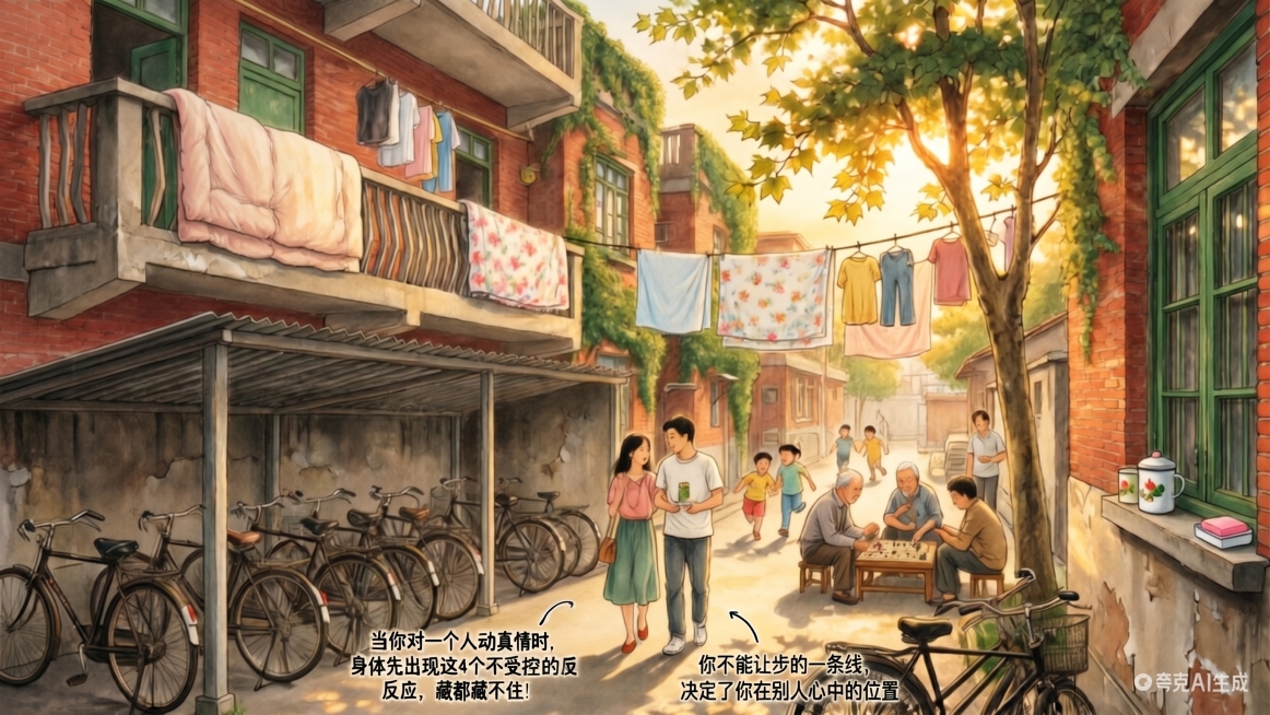 在图片下方原有文字的旁边合适位置添加文字"你不能让步的一条线，决定了你在别人心中的位置"，保持原图整体风格和构图不变，不改变其他内容。预览效果
