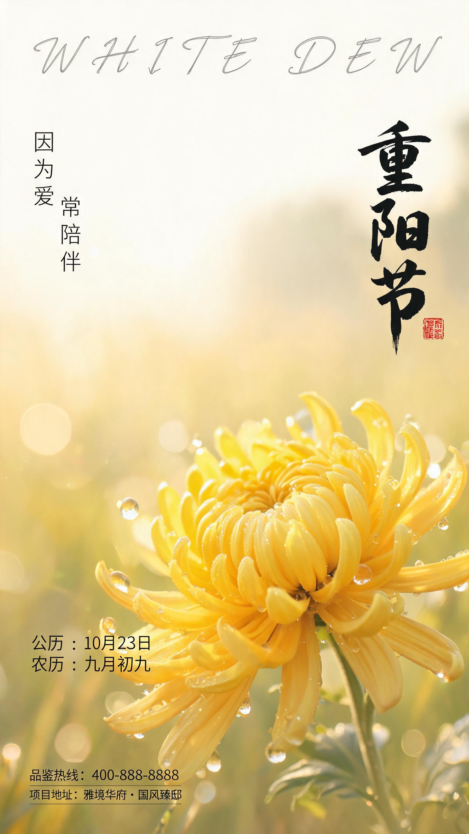 竖版9:16二十四节气重阳节商业地产海报，新中式简约国风，清新… - 图片创意预览
