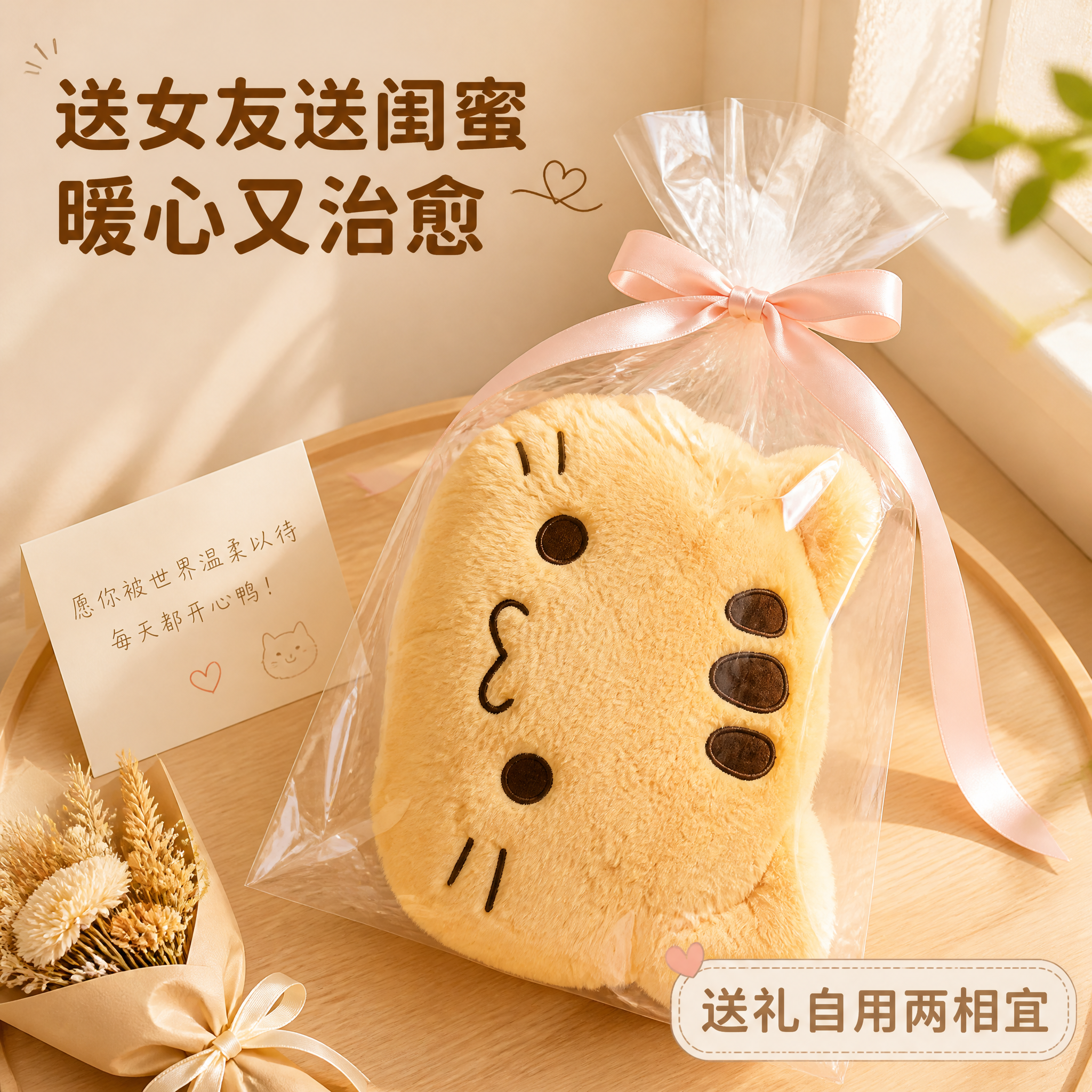 [主图-8] 大黄猫抱枕 送礼场景图 礼物包装效果。 [统一基… - 图片创意预览