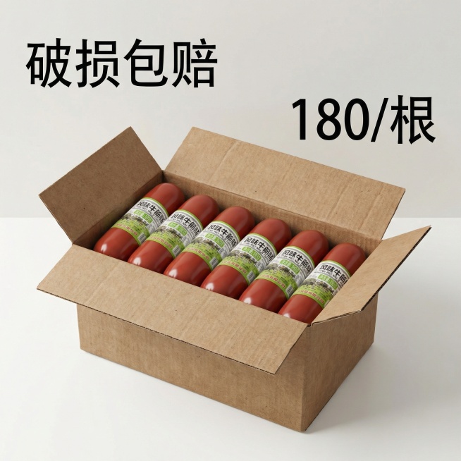 请以图片中这款产品帮我生成10张电商主图，图片中的产品是牛筋肠，文案要分布均匀不要所有词都在一张主图上体现。
1.主图场景要求，可以把牛筋肠多根展现放到纸箱内，也可以搭配泡面展现出。
2.文案要求：现预览效果