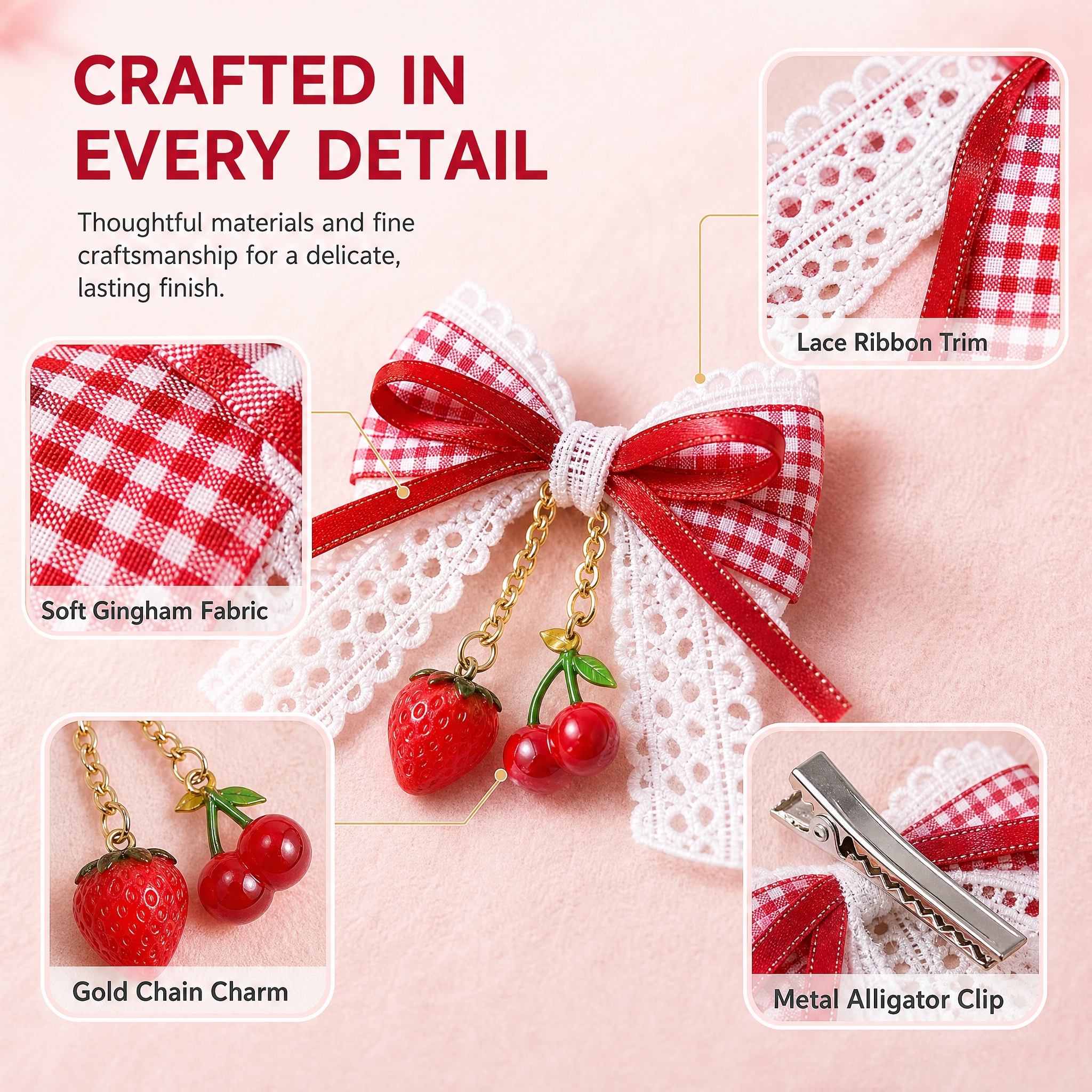 [主图-4] 商品名称 8 Pcs Red Gingham B… - 图片创意预览