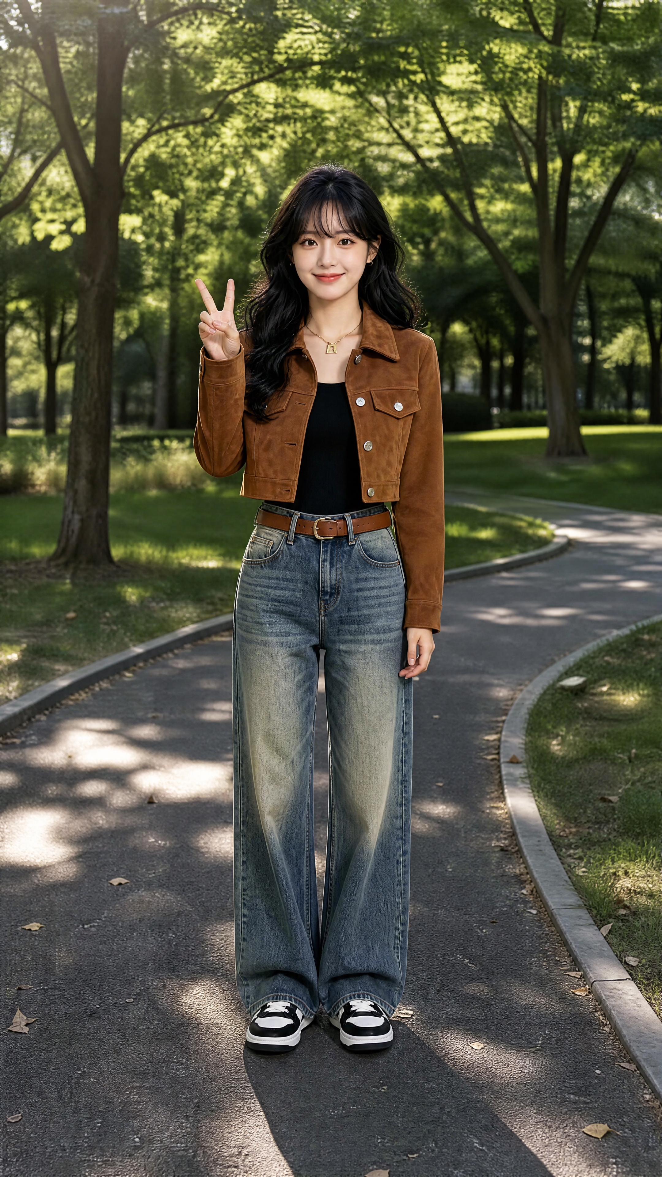 竖幅9:16居中构图，一位年轻女性面向镜头自然站立在画面正中央… - 图片创意预览