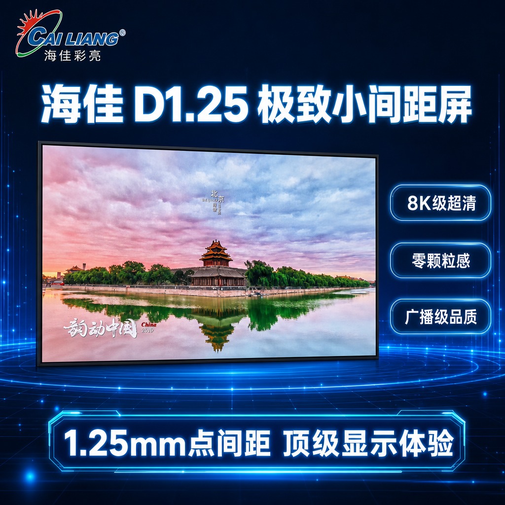 海佳D1.25 LED显示屏SKU搜索主图，深蓝色科技风，1:… - 图片创意预览
