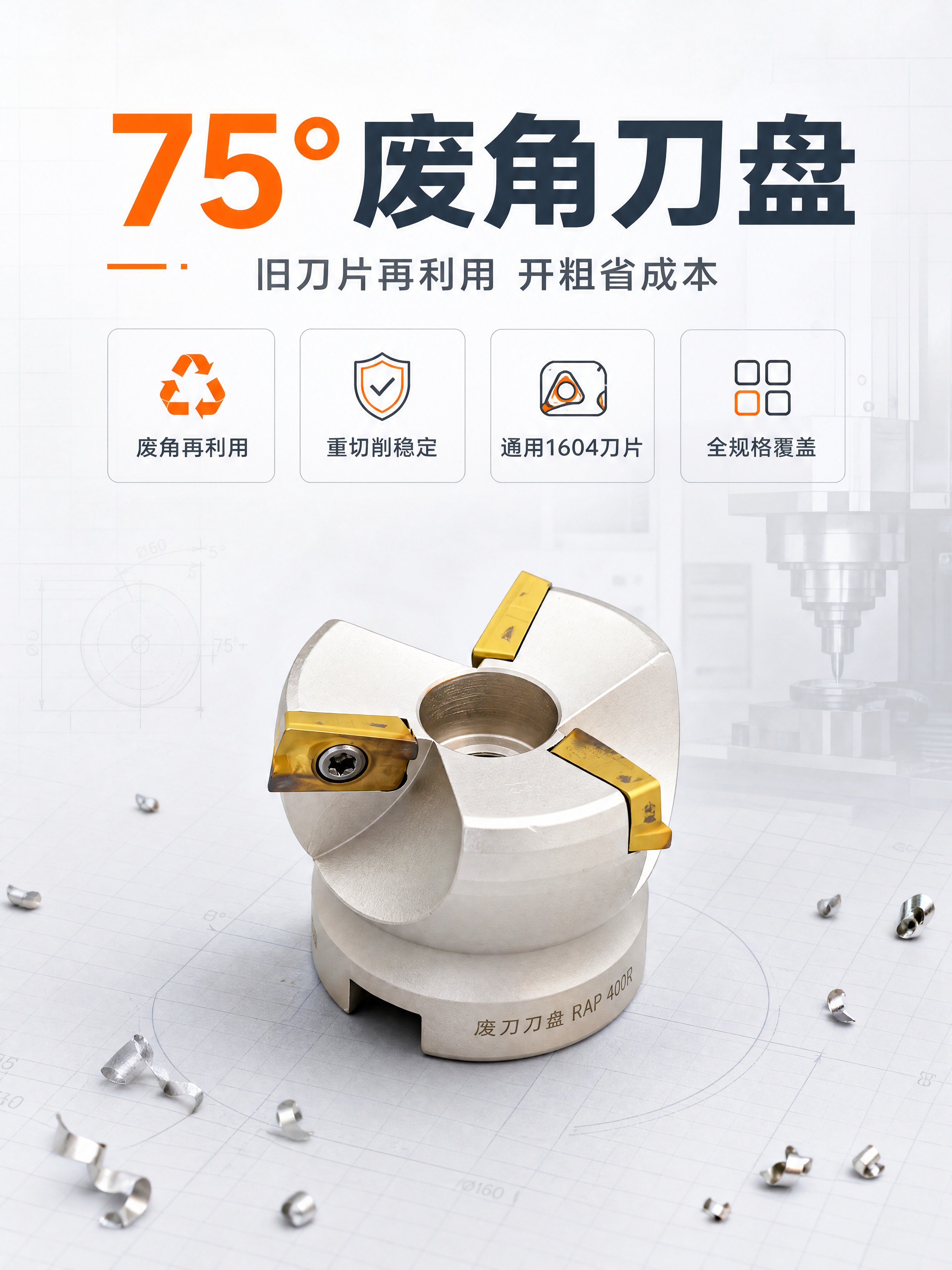 [商品] 使用【图1】银色75度废角刀盘（RAP400R）作为… - 图片创意预览