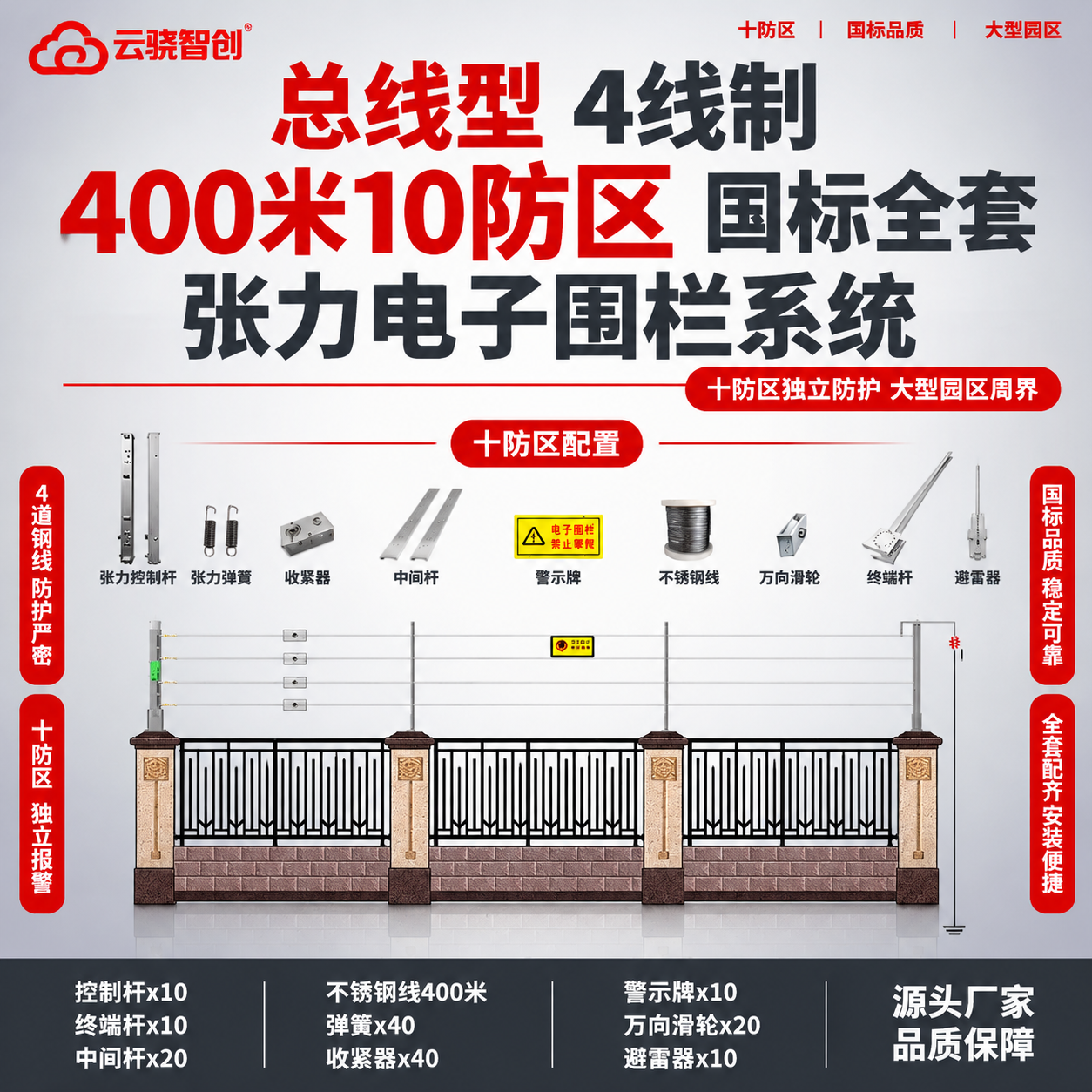 [单张主图] 商品名称：【总线型】4线制【400米10防区】国… - 图片创意预览