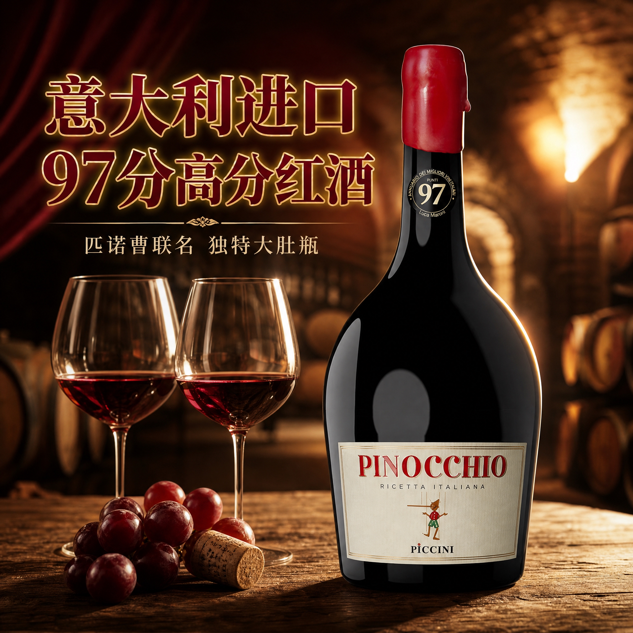 [主图-1] 首图点击率 意大利匹诺曹红葡萄酒高端品质展示 [… - 图片创意预览