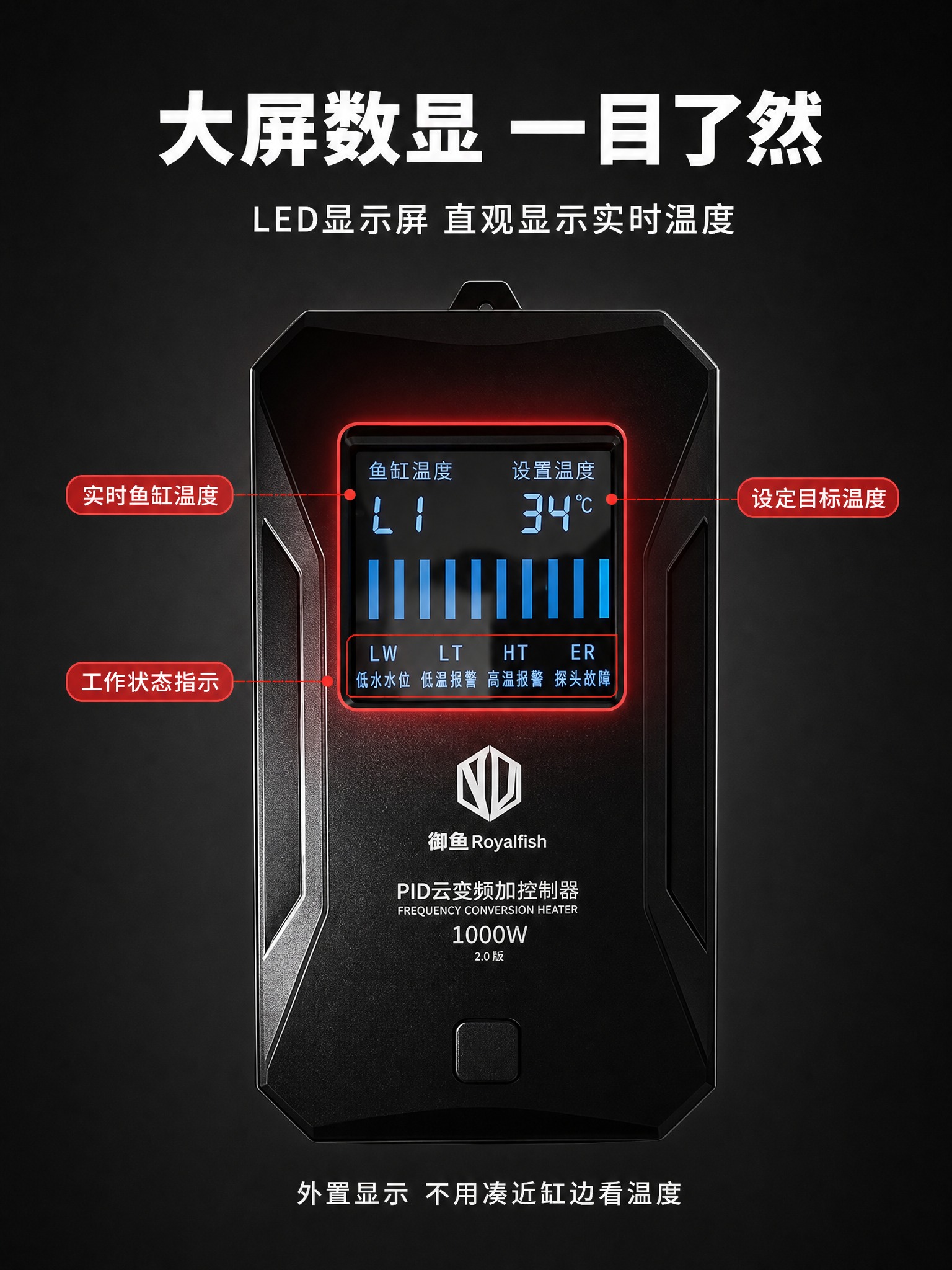 [商品] 使用御鱼鱼缸加热棒产品图（外置数显温控器屏幕特写）；… - 图片创意预览