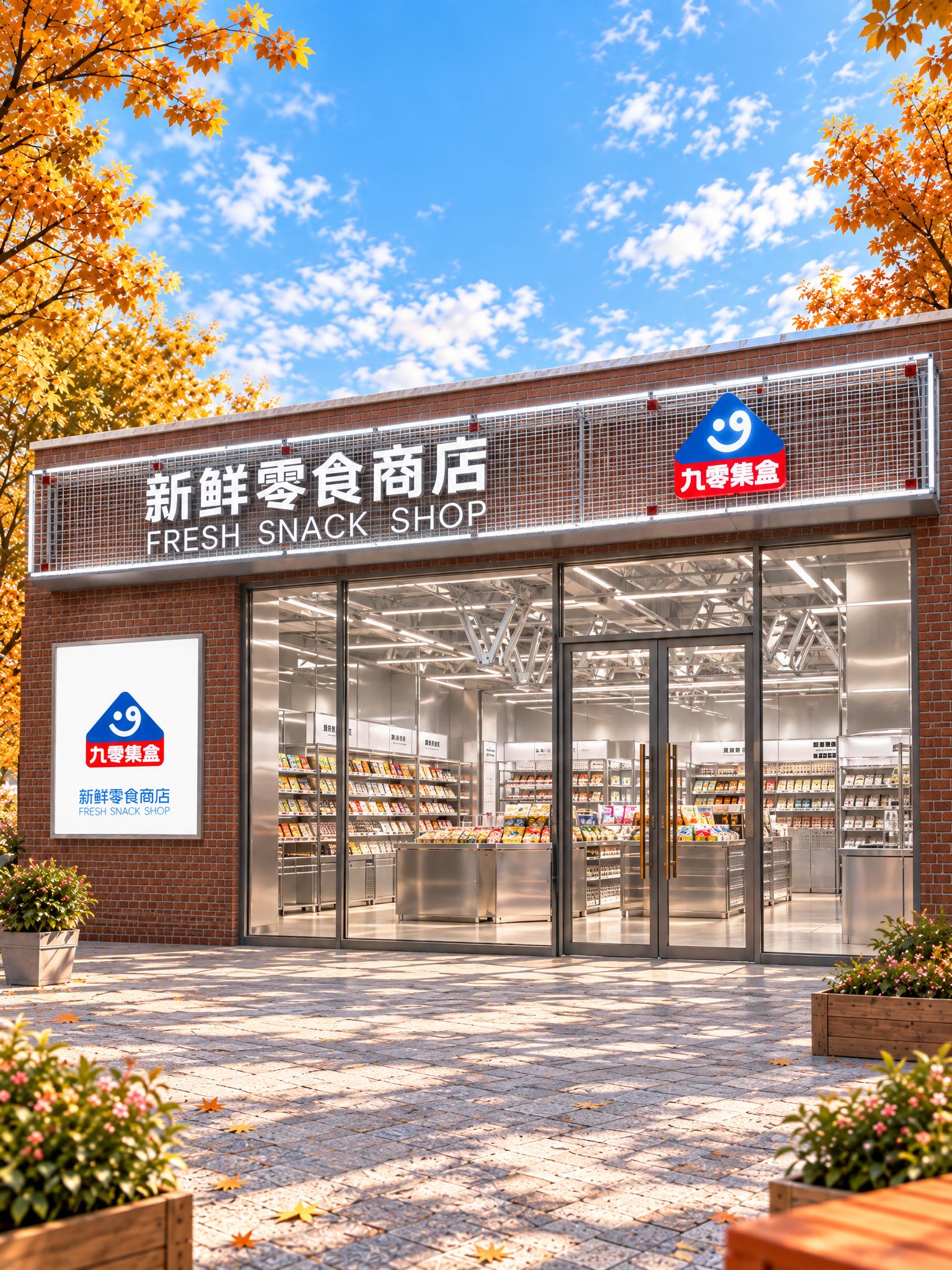 基于图3的门店外观和秋季街景风格，将门店招牌和LOGO替换为图… - 图片创意预览