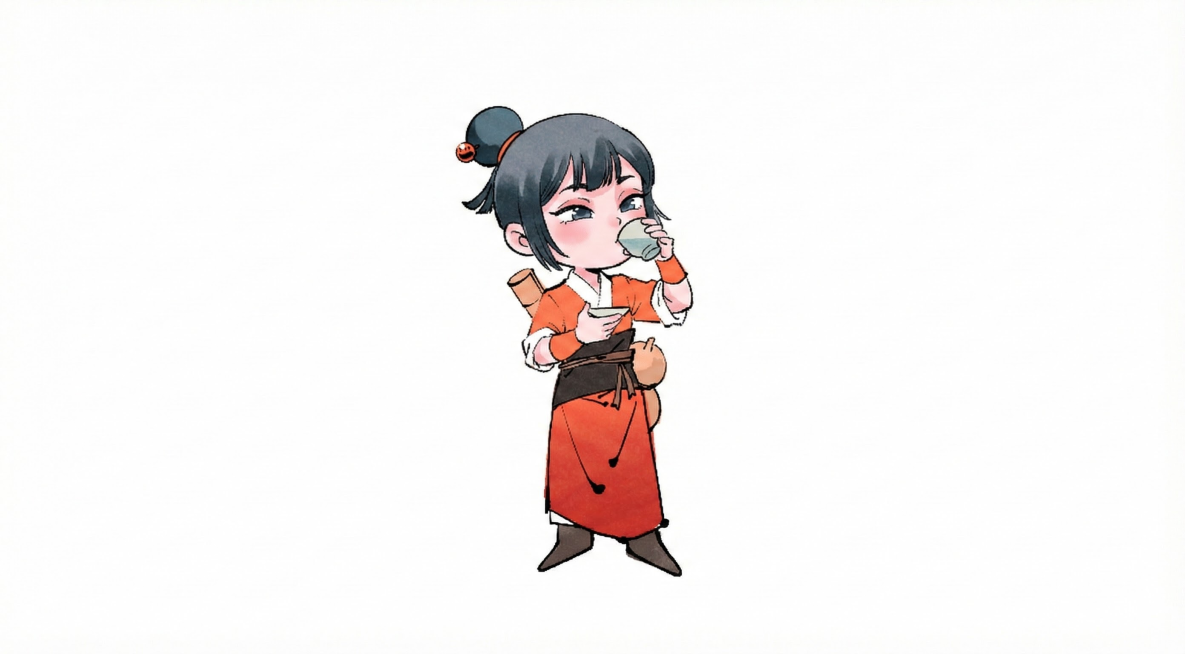 让人物参考第二张动作喝酒预览效果