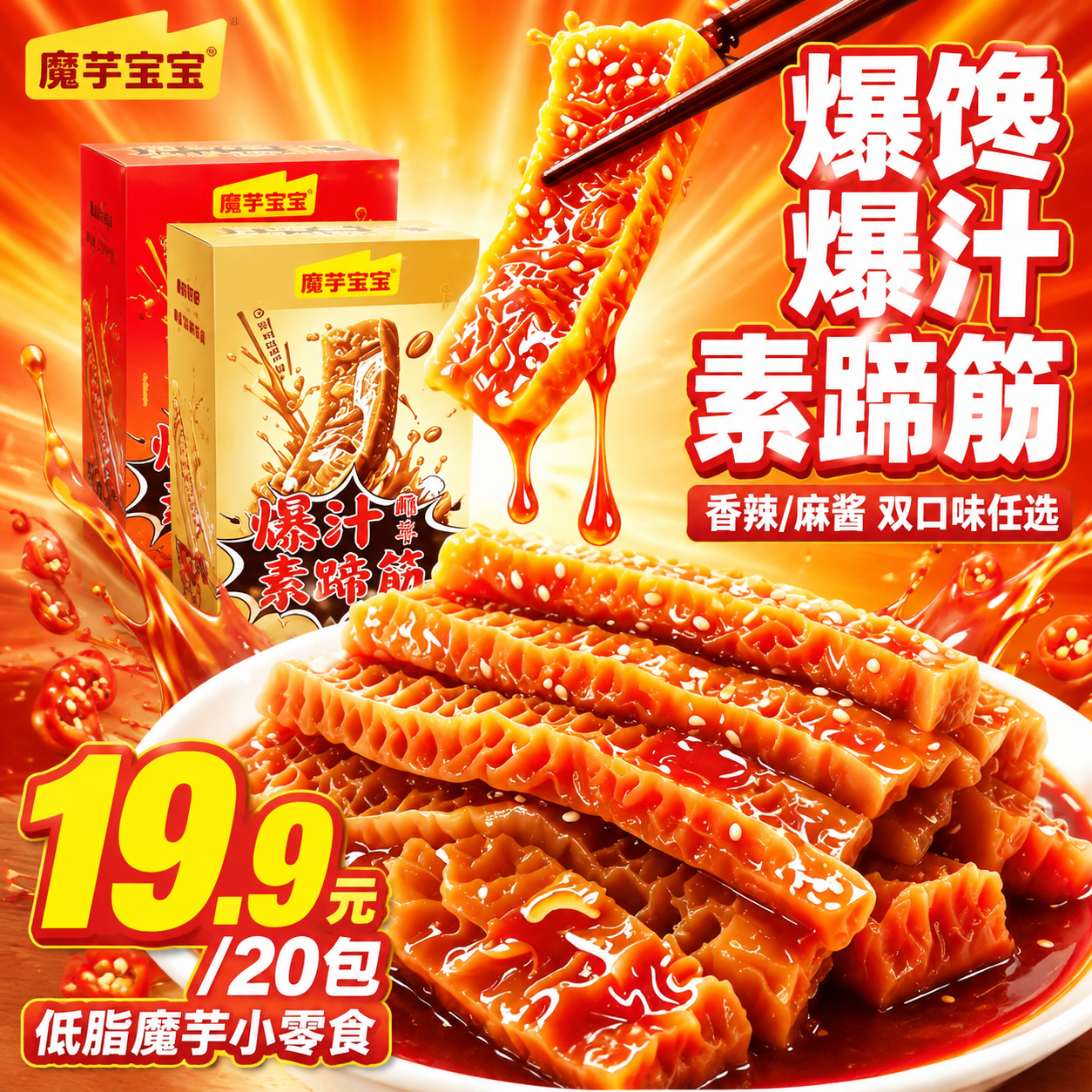 [主图-1] 首图点击率 爆汁素蹄筋魔芋零食 突出19.9元2… - 图片创意预览