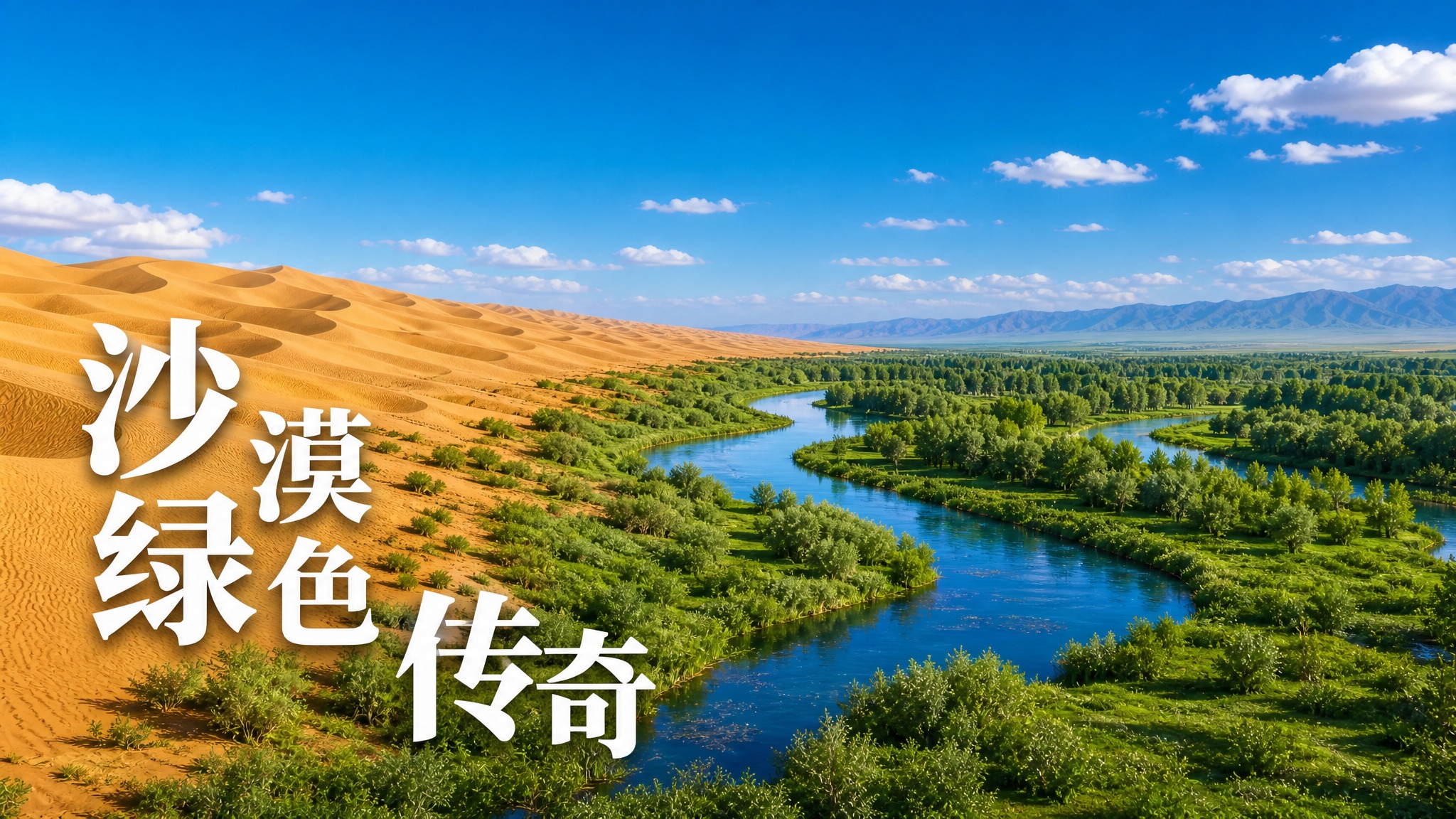 横版750px*400px小程序轮播图。画面展现沙漠变绿洲的壮… - 图片创意预览