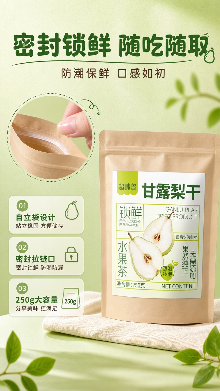 [商品] 使用【图1】超味岛甘露梨干自立袋包装；保留全部包装文… - 图片创意预览