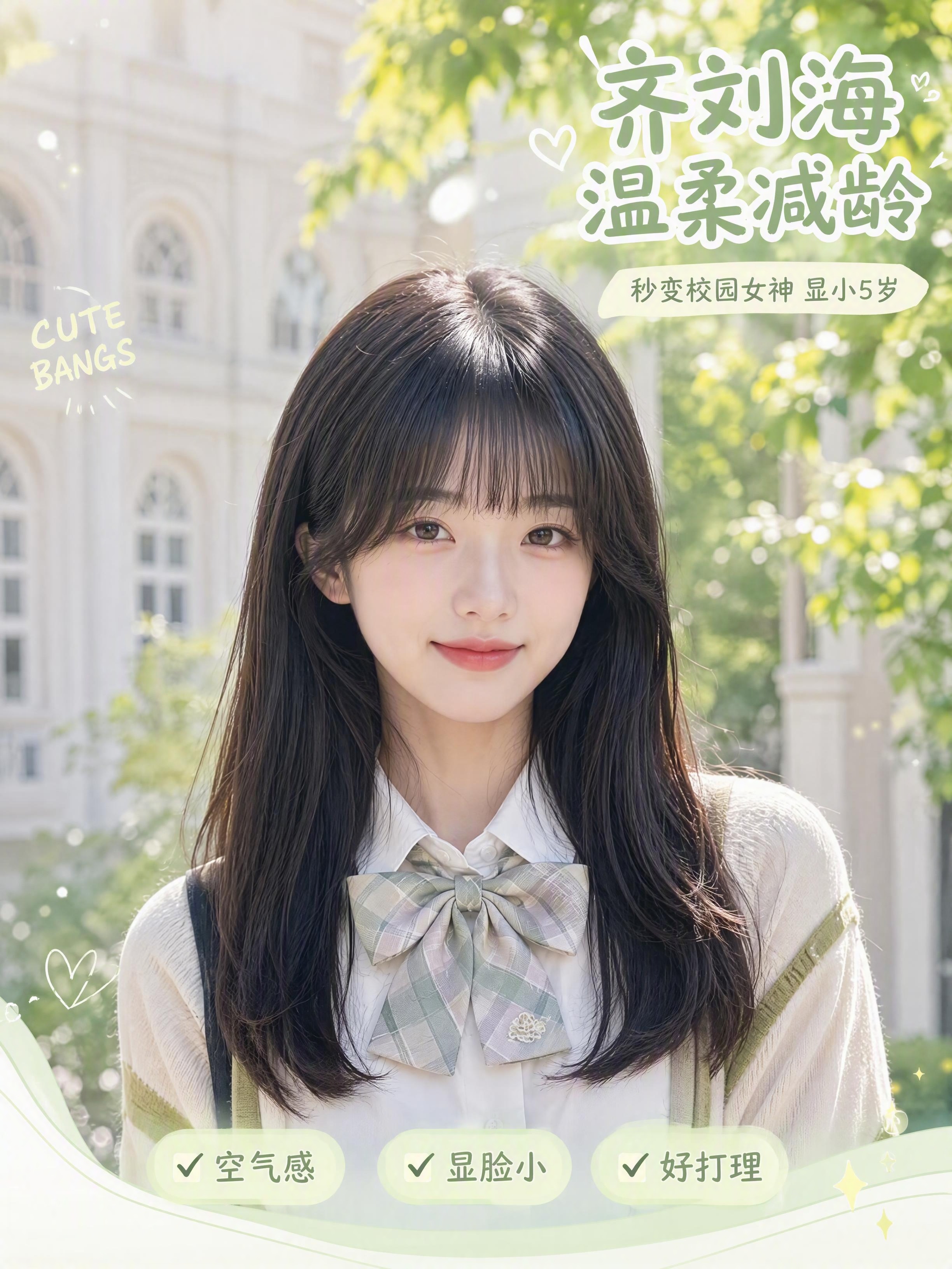 [第6张] 造型展示 - 齐刘海温柔减龄造型页。本张使用【图7… - 图片创意预览