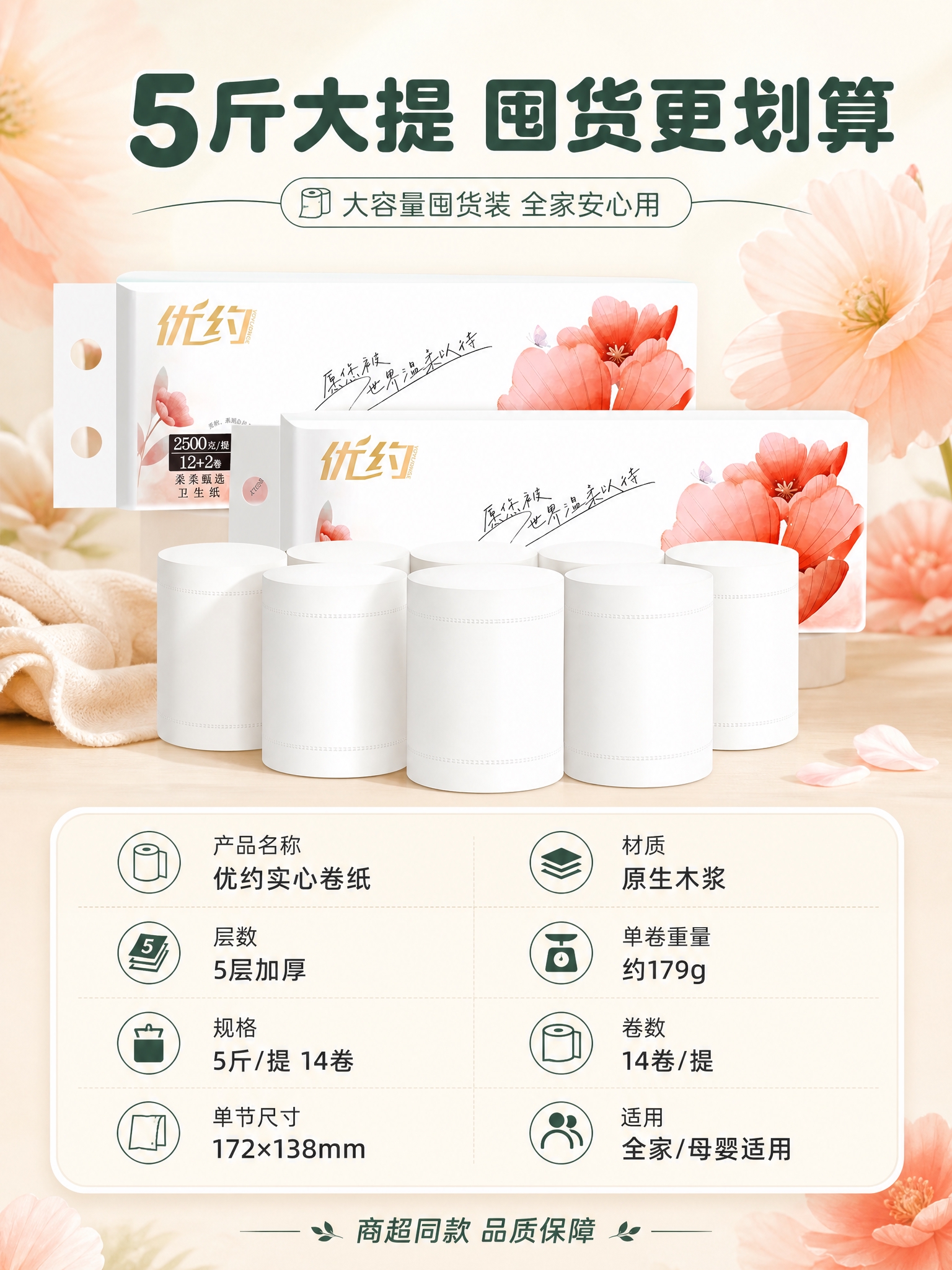 [商品] 使用【图2】优约卷纸提装与【图1】卷纸；保留优约品牌… - 图片创意预览