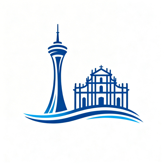 设计一款澳门城市旅游logo，包含澳门旅游塔和大三巴牌坊两个标志性建筑，整体风格简洁现代，适合作为品牌标识使用，配色协调，辨识度高，线条流畅预览效果