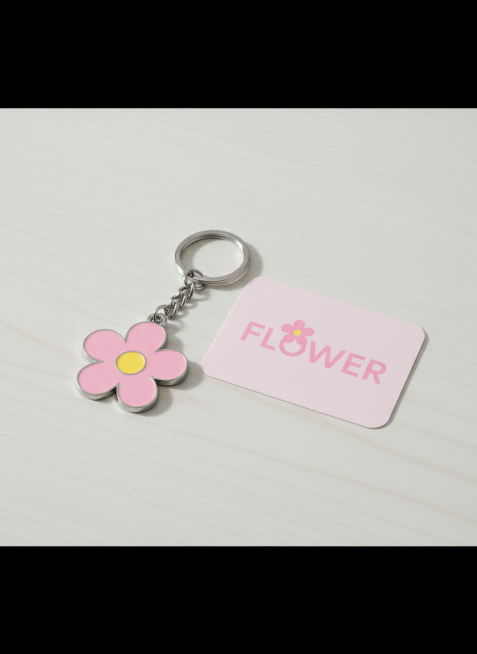 参考这个LOGO，做一套文创品牌视觉设计，品牌名称为“FLOWER"，包括帆布包，便签纸砖，杯垫，钥匙扣，明信片等。浅粉视觉主色调，现代、精致、亲切现代风格预览效果