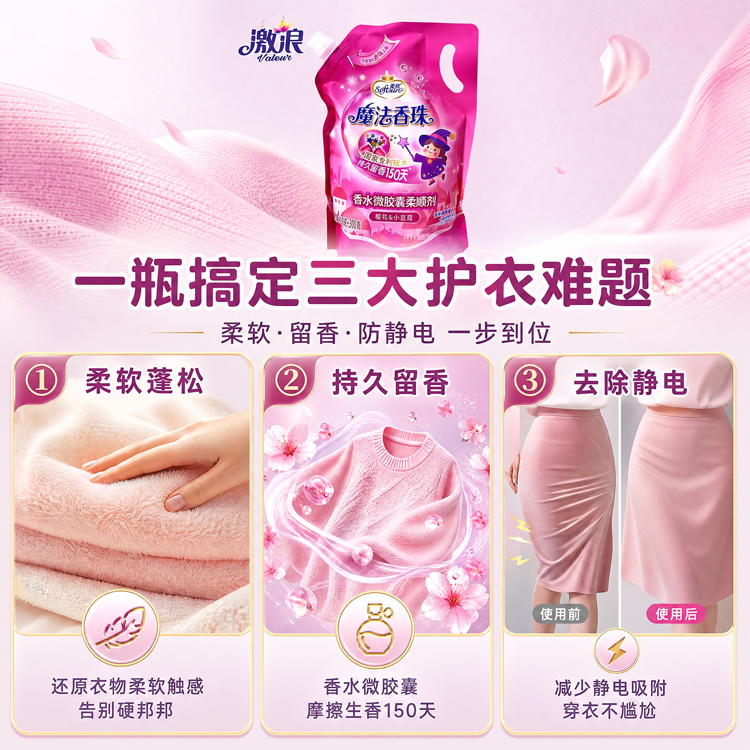 [商品] 使用【图1】激浪魔法香珠香水微胶囊柔顺剂粉色自立袋；… - 图片创意预览