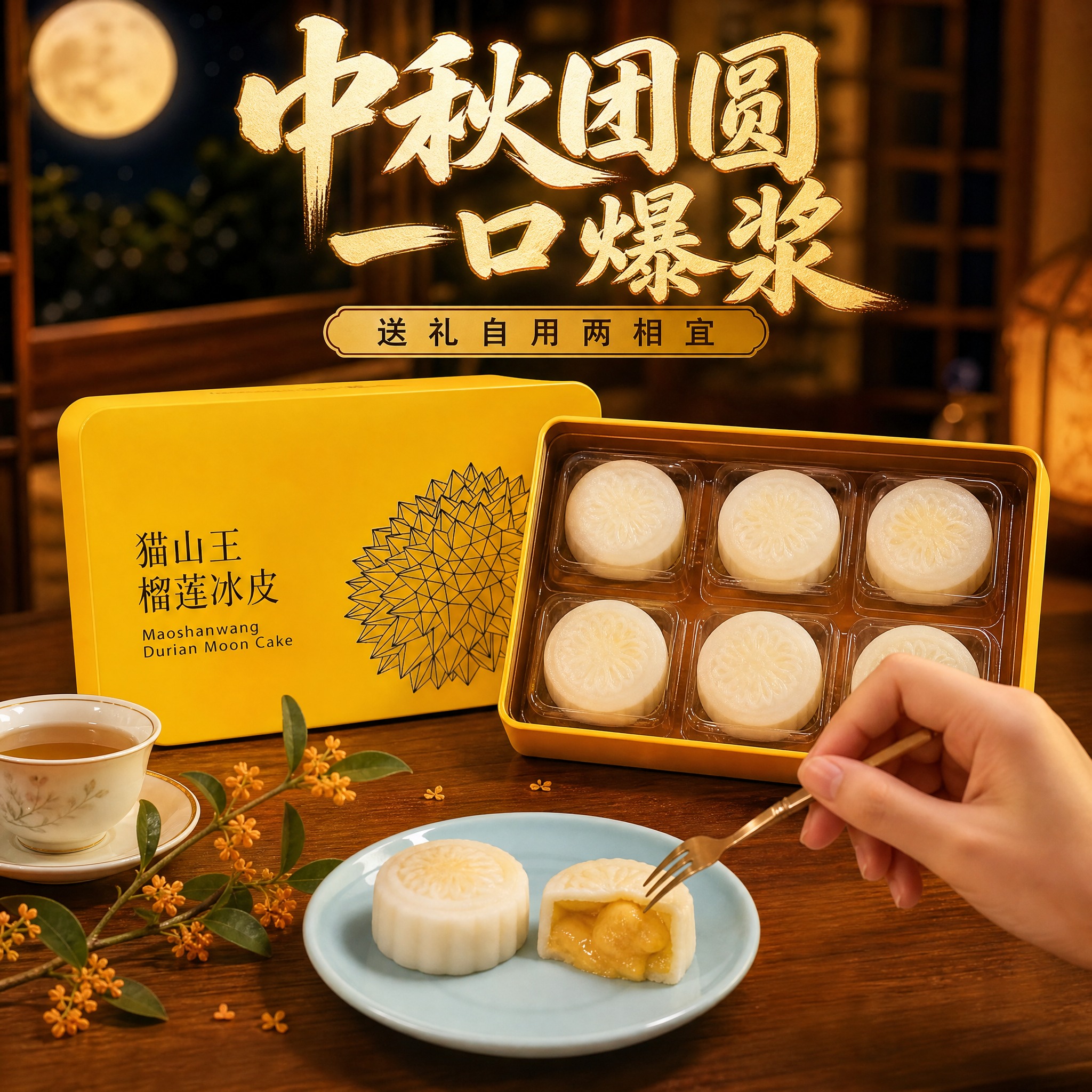[主图-4] 场景与体验代入，中秋家庭分享食用场景，营造节日氛… - 图片创意预览