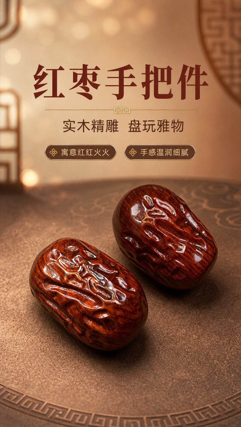 [商品] 使用【图1】红枣手把件；保留红枣造型、实木材质、红棕… - 图片创意预览
