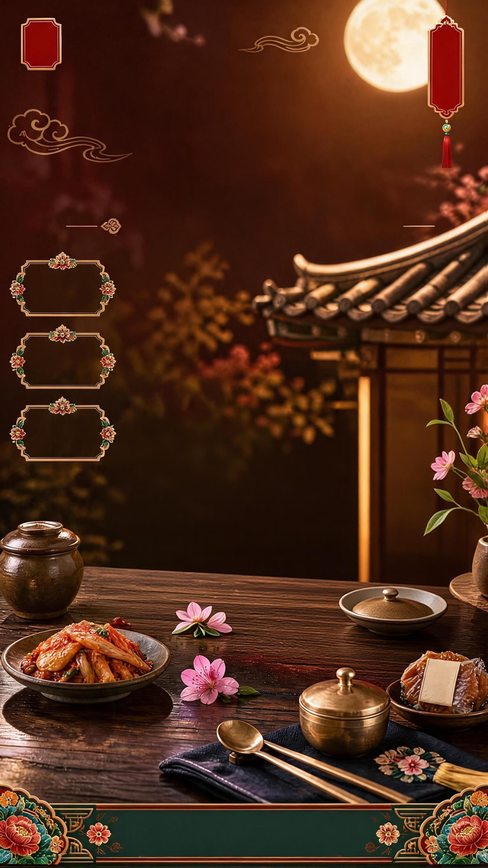 中秋节商品海报，朝鲜族风格，高级实拍感商业摄影，8K超高清画质… - 图片创意预览