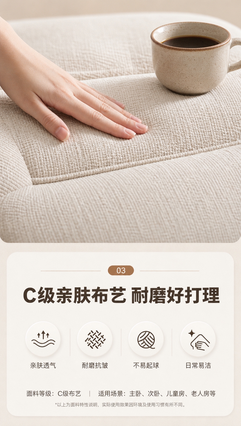 [商品] 使用【图1】C级布艺04系列高脚齐边布艺床的布艺面料… - 图片创意预览
