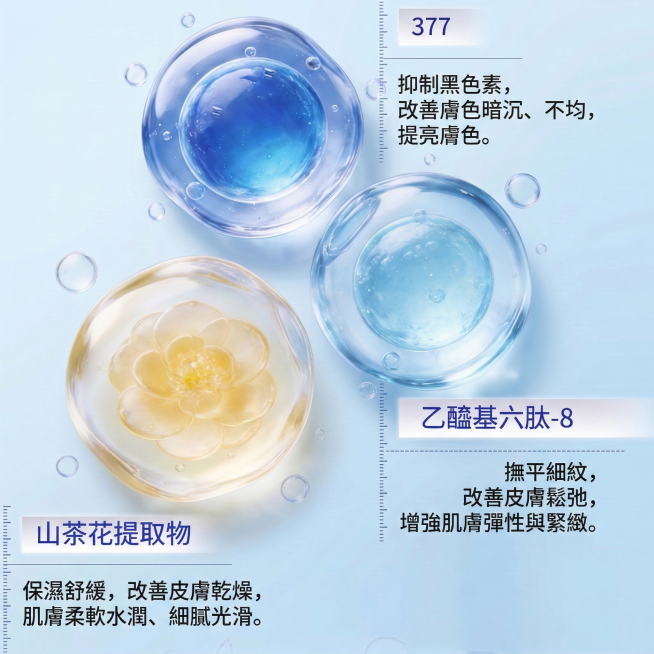 将当前海报中所有白色的中文繁体小字修改为黑色，其他元素（微囊、气泡、标题文字、背景）保持不变，文字清晰可辨，风格统一预览效果