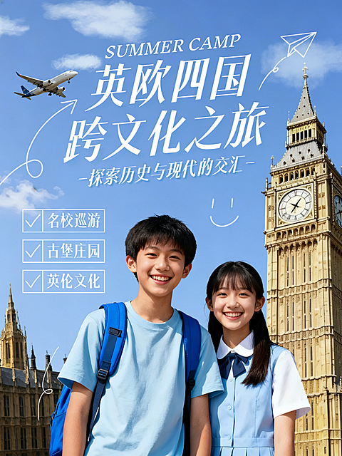 夏令营暑期海外游学研学攻略分享小红书封面