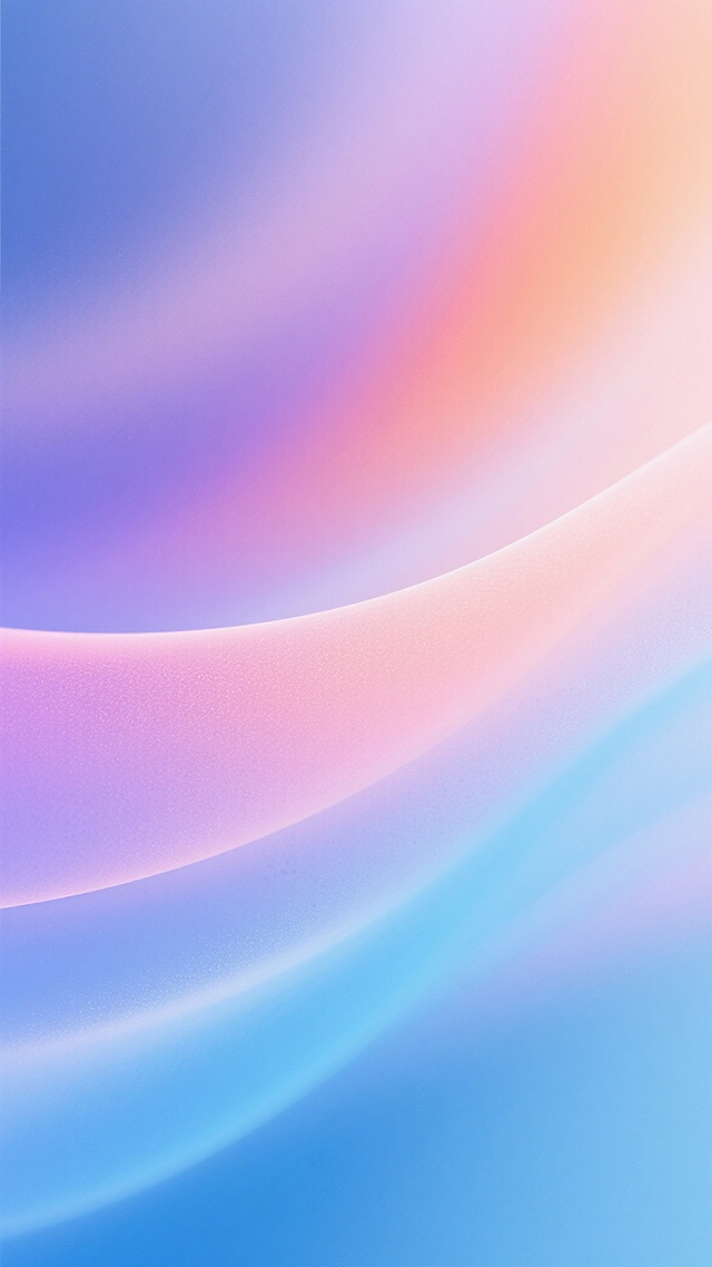 炫彩渐变背景，采用柔和的蓝紫色调与粉橙色渐变融合，色彩过渡自然平滑，整体呈现梦幻轻盈的氛围，光线柔和均匀，色调明亮通透，具有细腻的磨砂质感，无明显纹理和图案，保持简洁流畅的视觉效果。