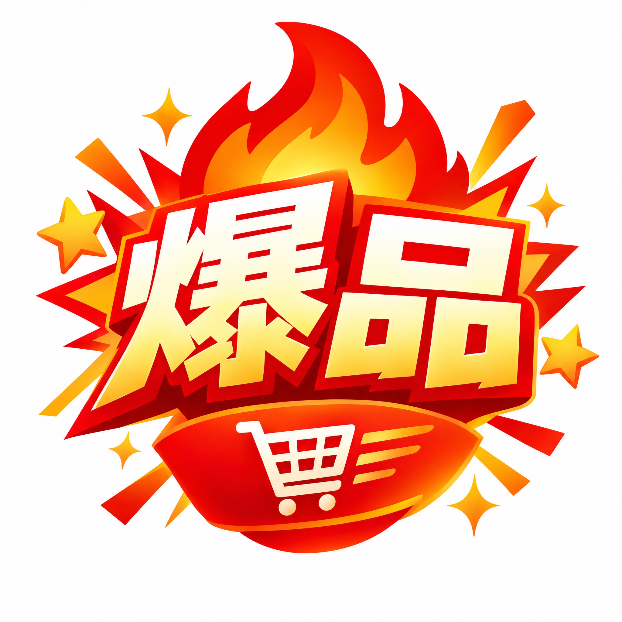 电商商城爆品专区图标，中心是醒目的'爆品'两个大字，字体粗体有… - 图片创意预览