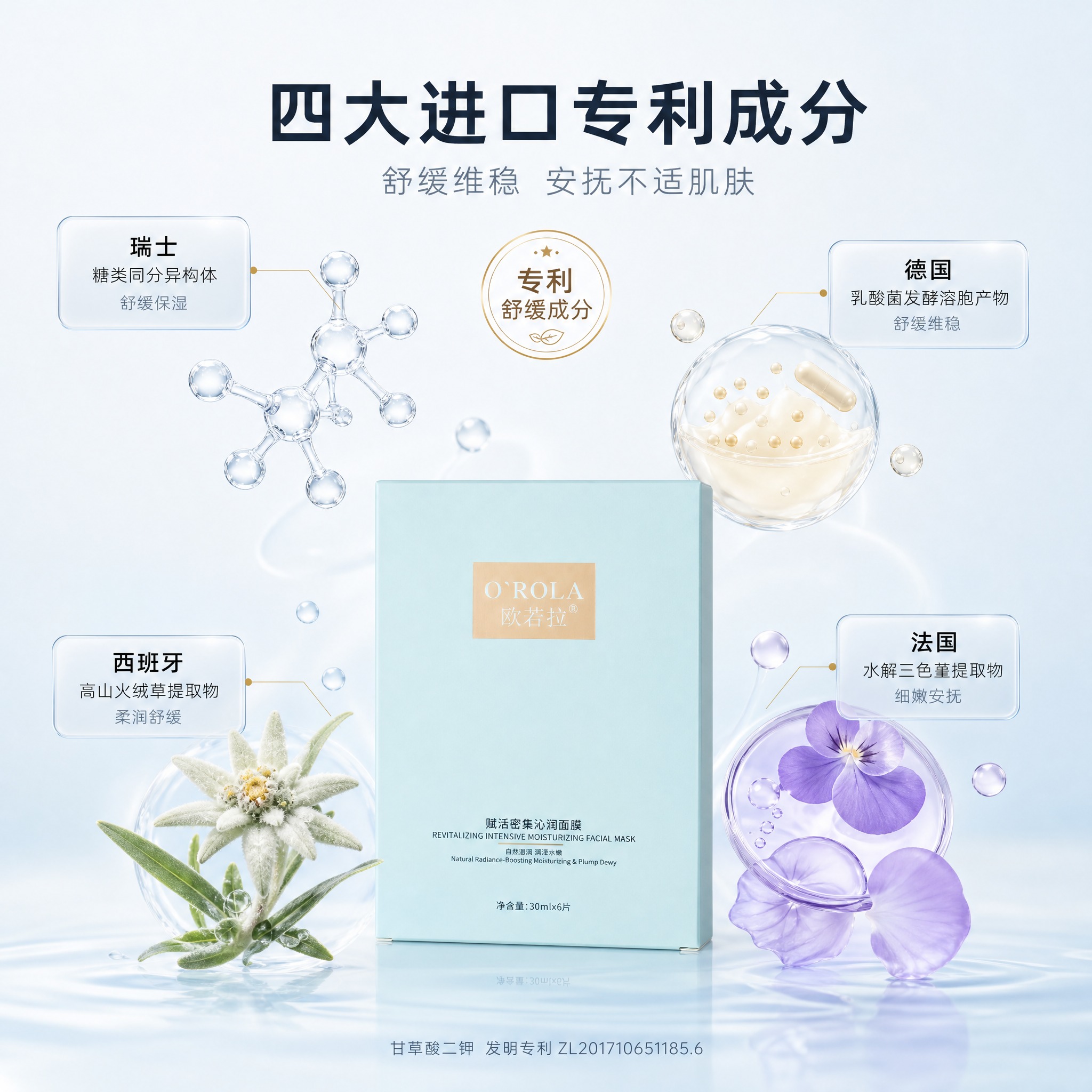 [主图-2] 欧若拉赋活密集沁润面膜 核心成分解析 多国进口专… - 图片创意预览