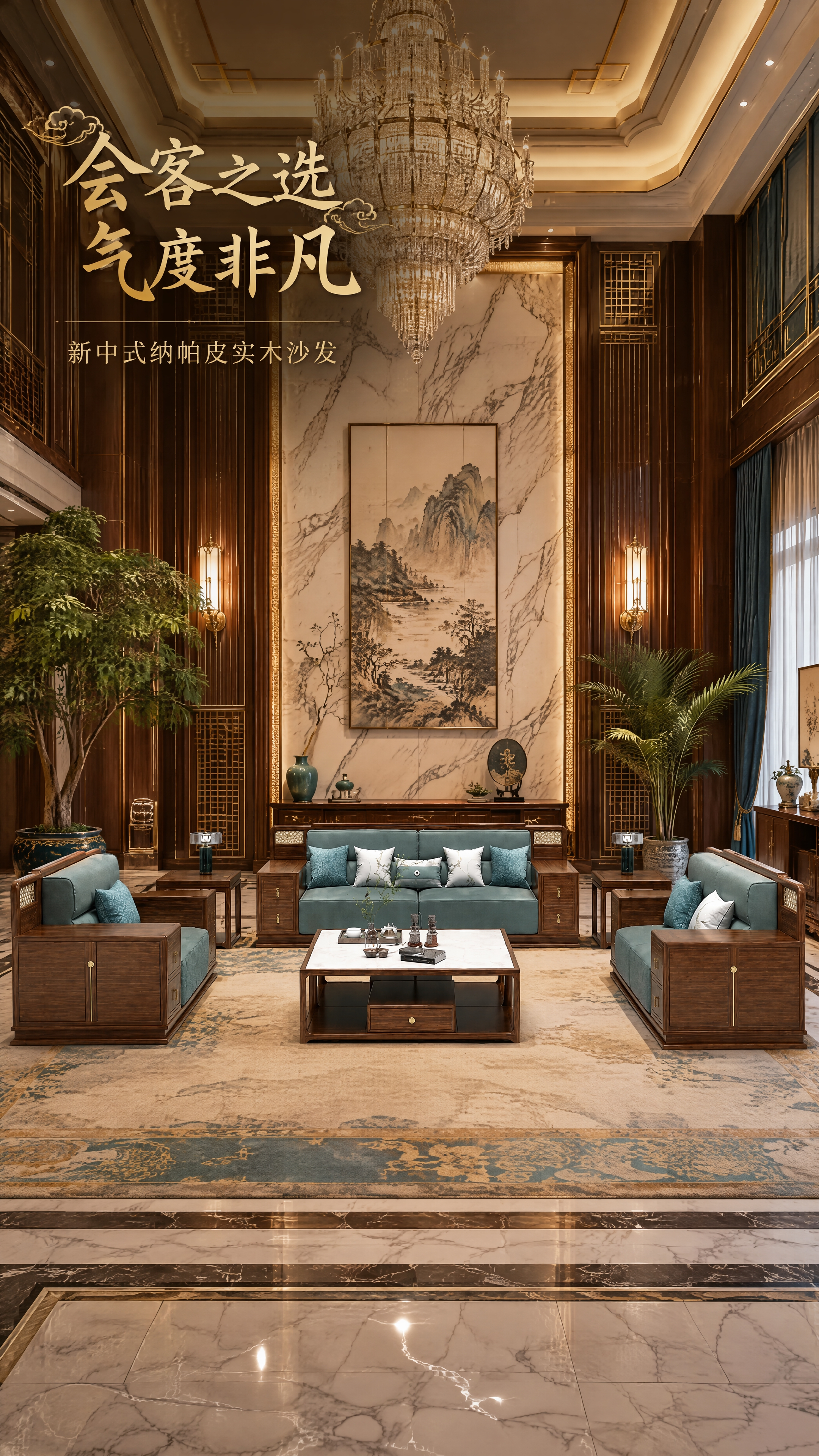 [第5张] 场景展示页-客厅会客奢华场景。本张使用【图1】作为… - 图片创意预览