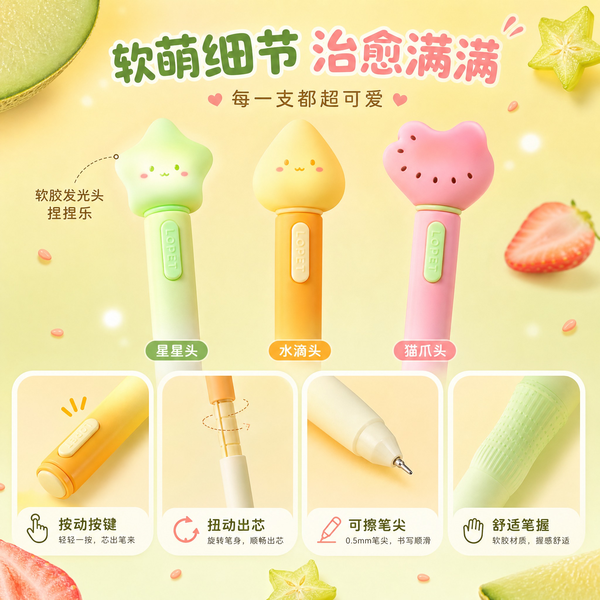 [主图-3] 材质结构与细节，笔身细节+软胶笔头特写。 [统一… - 图片创意预览