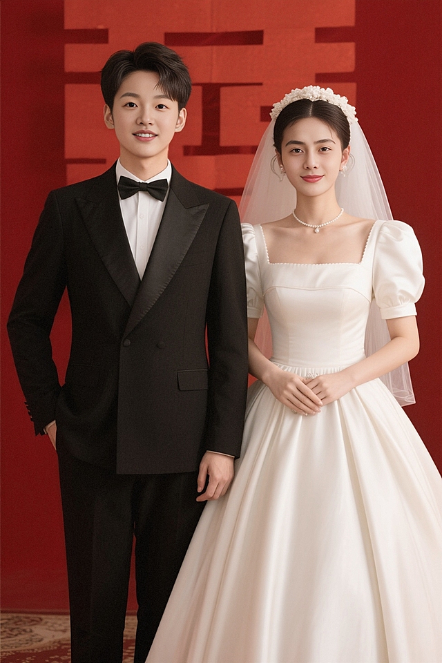 喜庆中式婚礼，新人浪漫相依，国潮风与杂志风完美融合，尽显优雅与甜蜜。