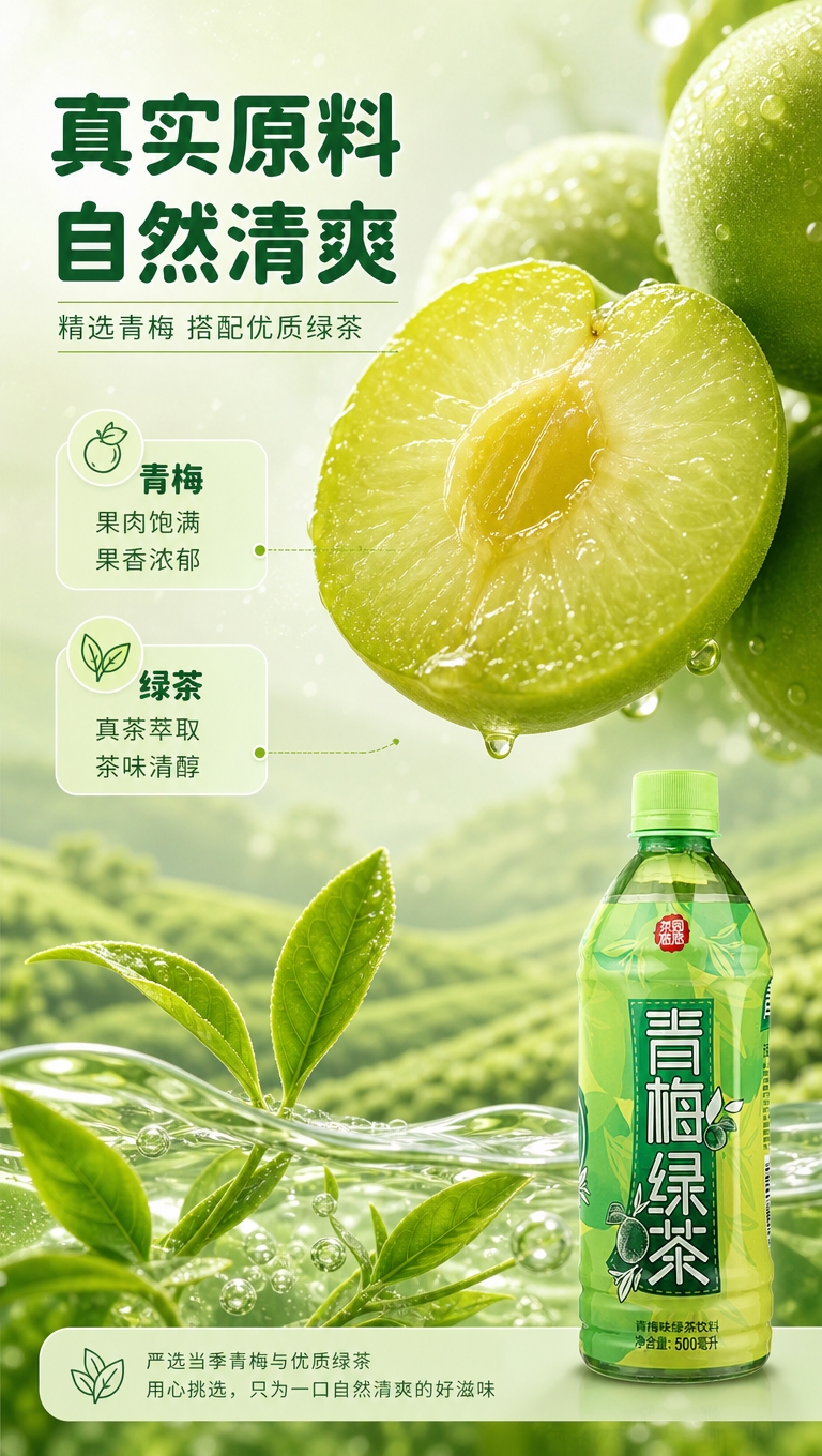 [商品] 使用【图1】茶派青梅绿茶500ml瓶装饮料；保留瓶身… - 图片创意预览