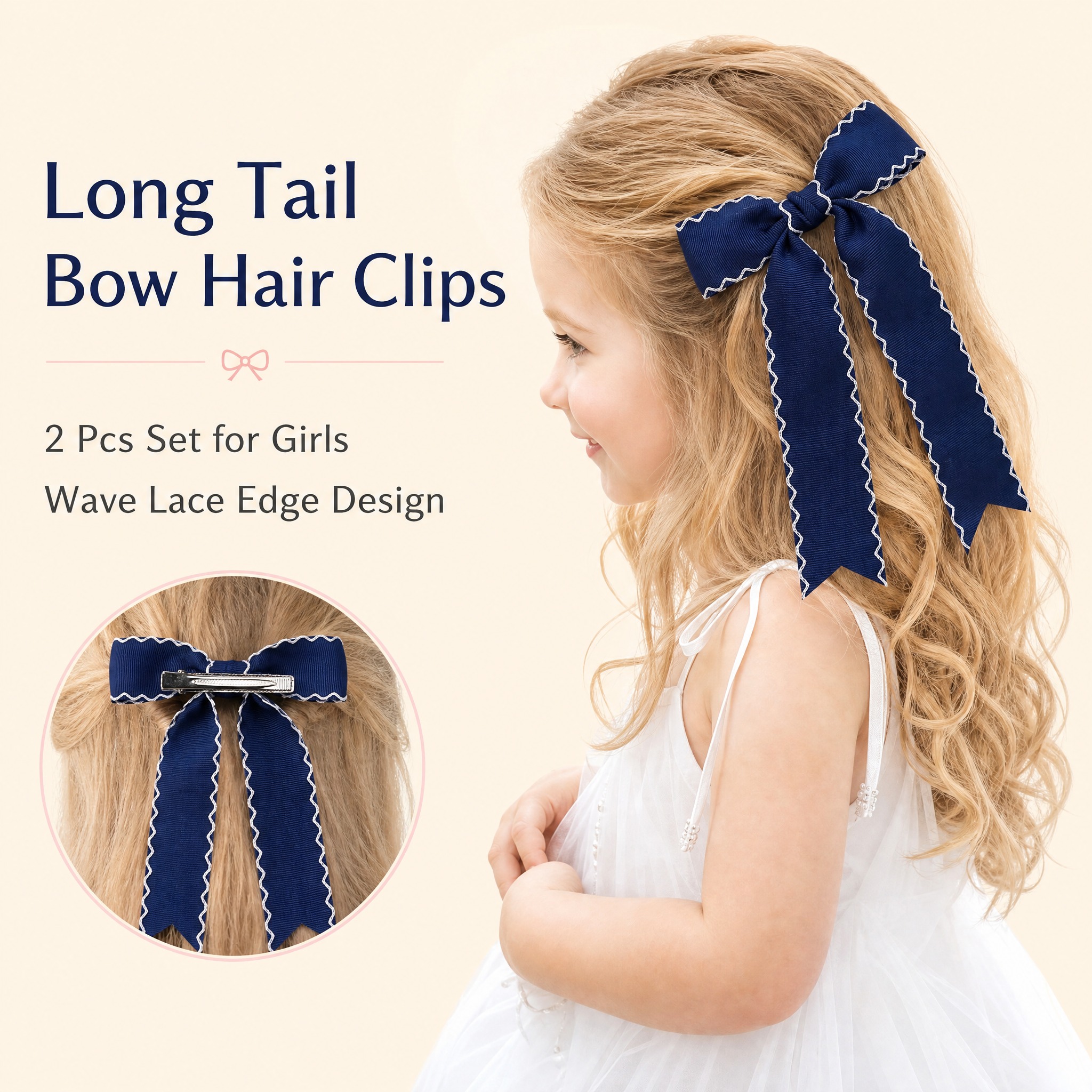 [主图-2] 2Pcs Wave Lace Edge Bow… - 图片创意预览