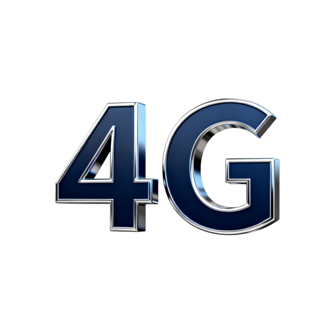 干净的纯白色背景。
3D艺术字体设计，主体文字“4G”，所有文字单行横向排列，现代科技风格，金属质感立体字形，深蓝色字体带有银色描边。
仅包含2个字："4"、"G"，不得增加、遗漏或替换任何一个字。预览效果