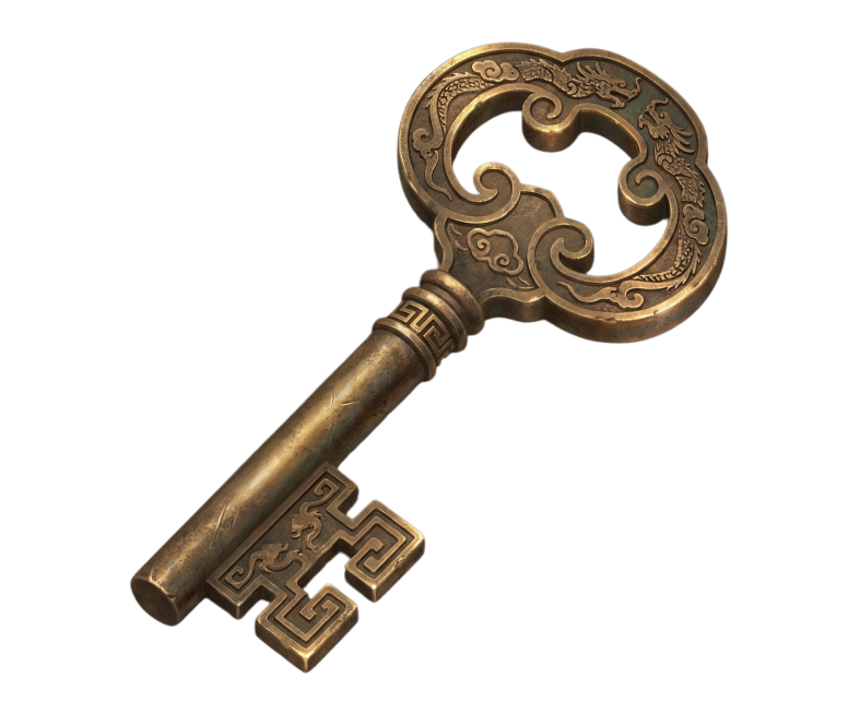 「图片1」帮我参考这个风格，生成一个中国古代钥匙的icon预览效果