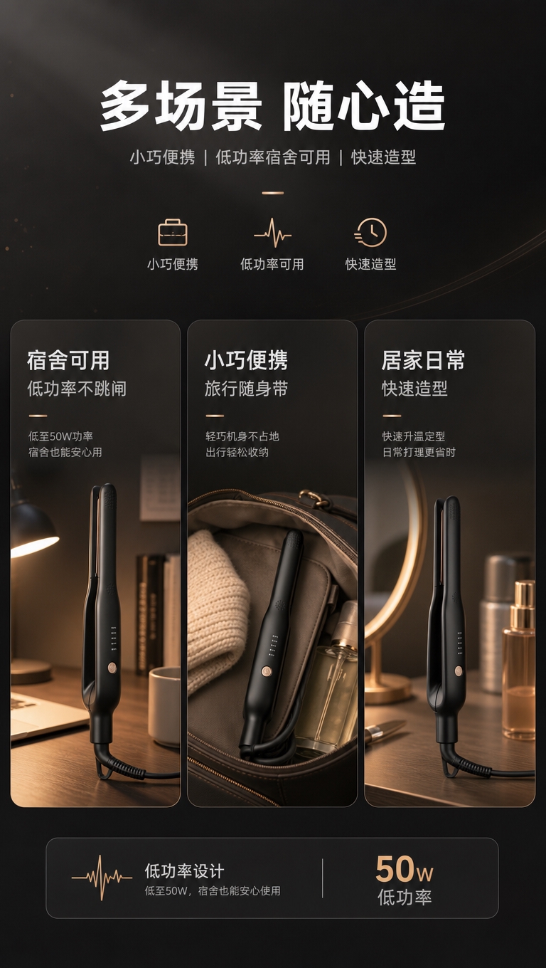 [商品] 使用【图5】黑色直卷两用电烫发板闭合状态；保留小巧机… - 图片创意预览