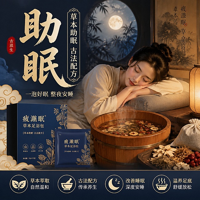 「图片1」，生成一套主图（3张），商品名称是疲淤眠，卖点是助眠，适配微信小店平台，主图比例为1:1