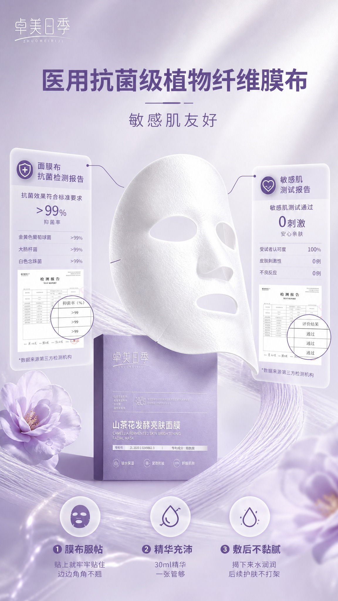 [商品] 使用【图2】盒装+面膜布展示图；保留白色植物纤维面膜… - 图片创意预览