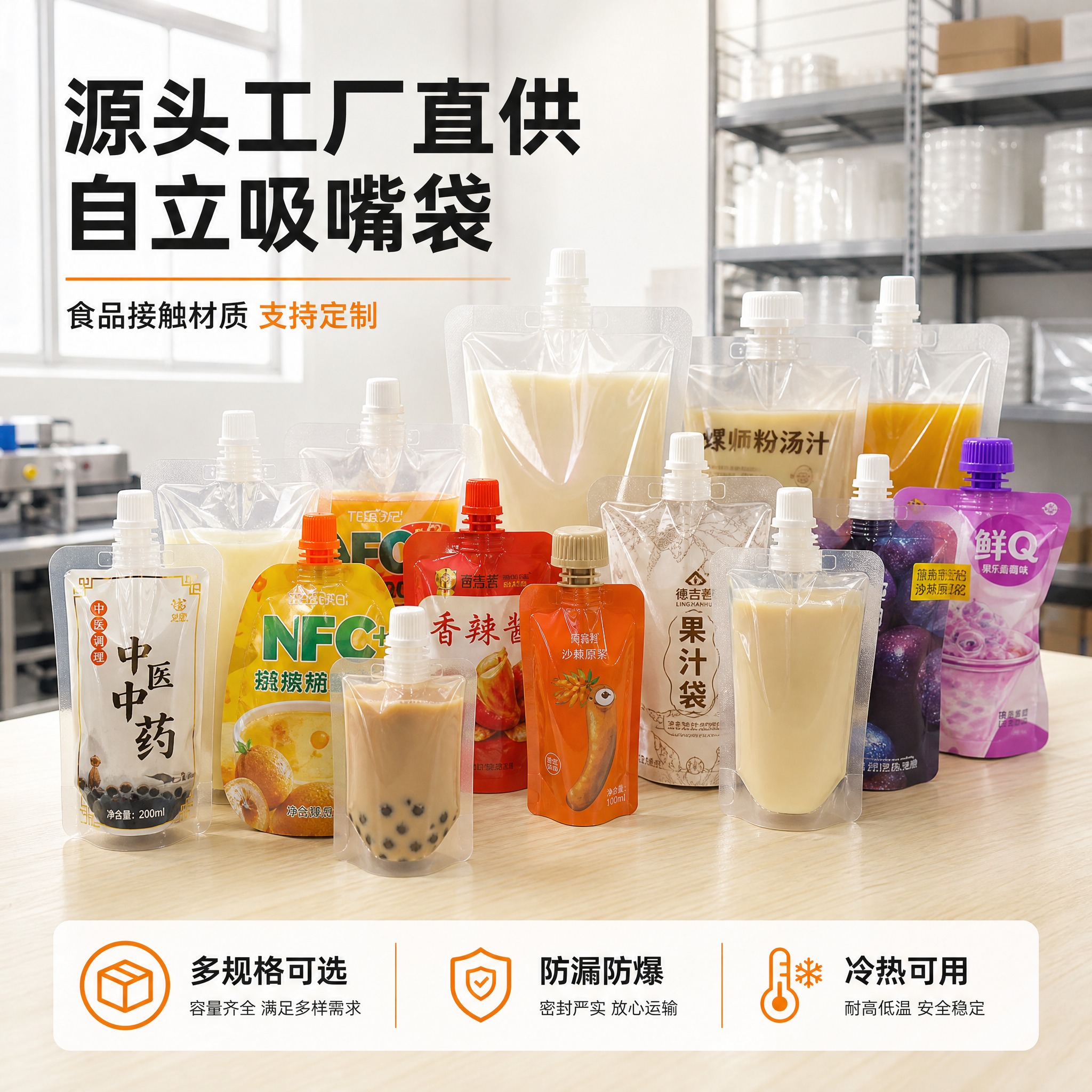 [主图-1] 主题：1688源头工厂直供 透明自立吸嘴袋 多规… - 图片创意预览