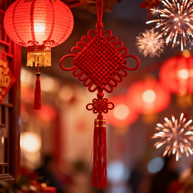 需要一张背景图片，需要体现过年的气息氛围，是用在制作年夜饭套餐的背景，背景柔和模糊